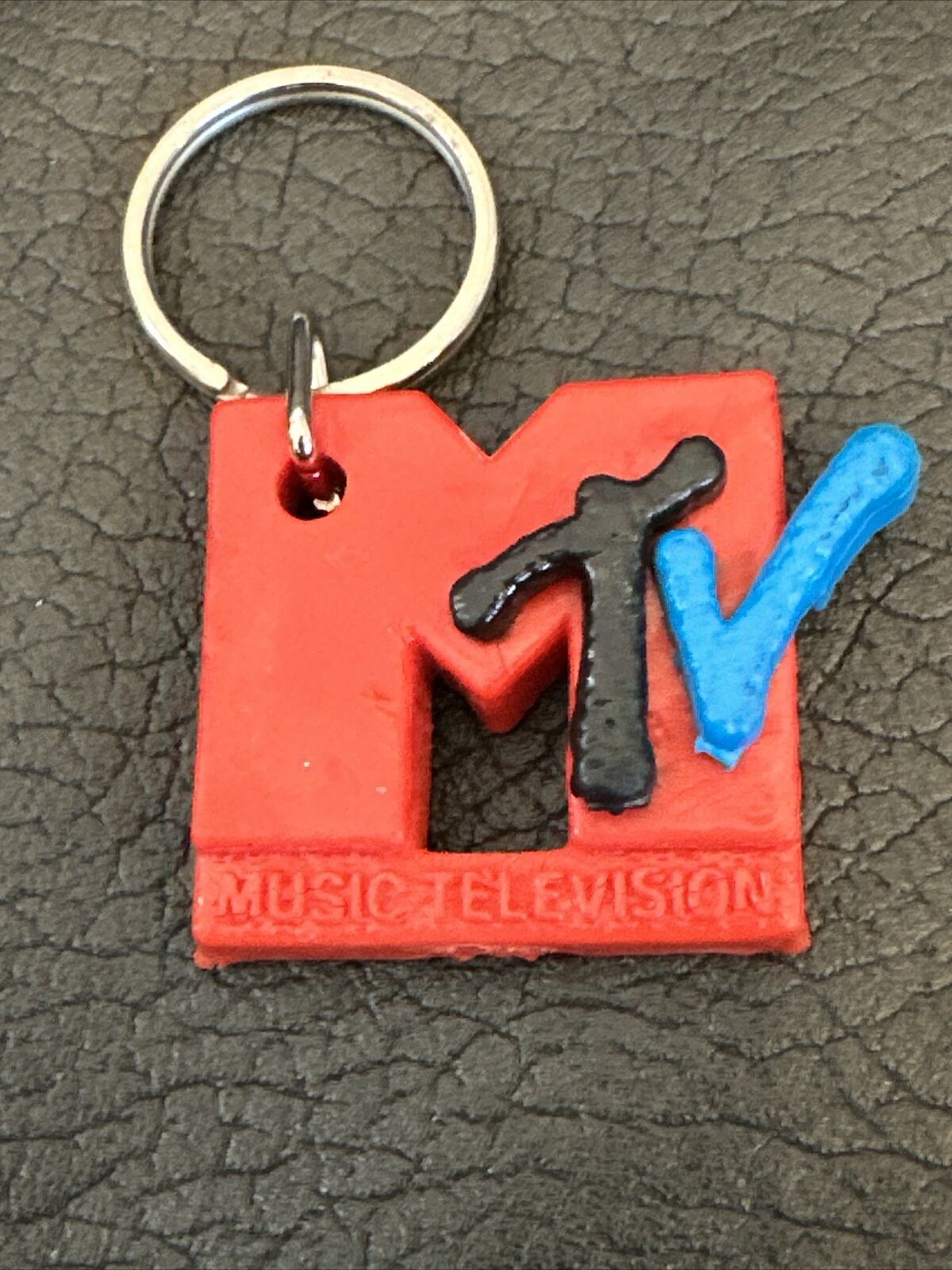 Rare Vintage 1990 MTV Red Rubber Keychain