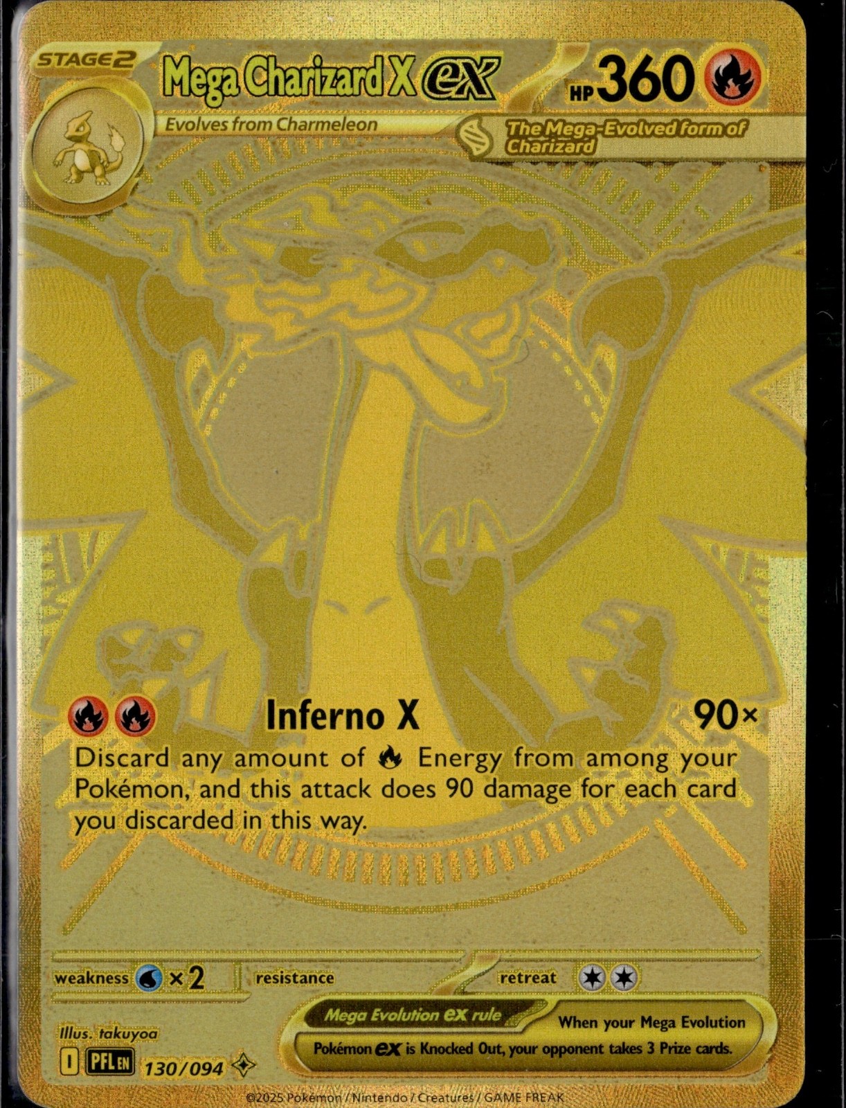 Mega Charizard X ex Holo Mega Hyper Rare ME02: Phantasmal Flames 130/094 NM Mega Charizard X ex Holo Mega Hyper Rare ME02: Phantasmal Flames 130/094 NM