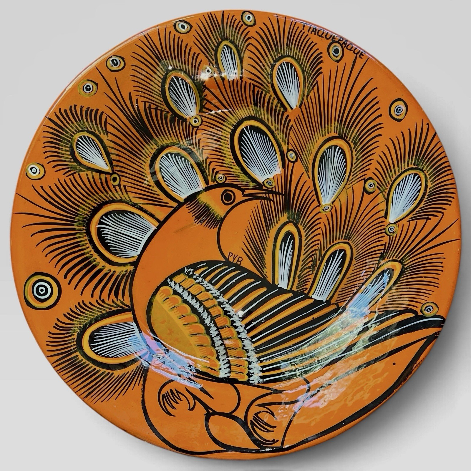 Vintage Hand Painted Signed Talaquepaque Peacock Pottery Wall Charger Plate 16” Vintage Hand Painted Signed Talaquepaque Peacock Pottery Wall Charger Plate 16”