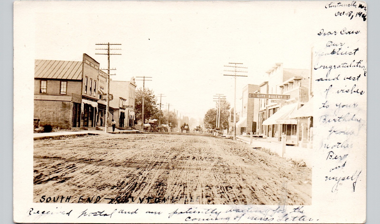 DOWNTOWN STREET clintonville wi c1910 postcard wisconsin real photo rppc main DOWNTOWN STREET clintonville wi c1910 postcard wisconsin real photo rppc main