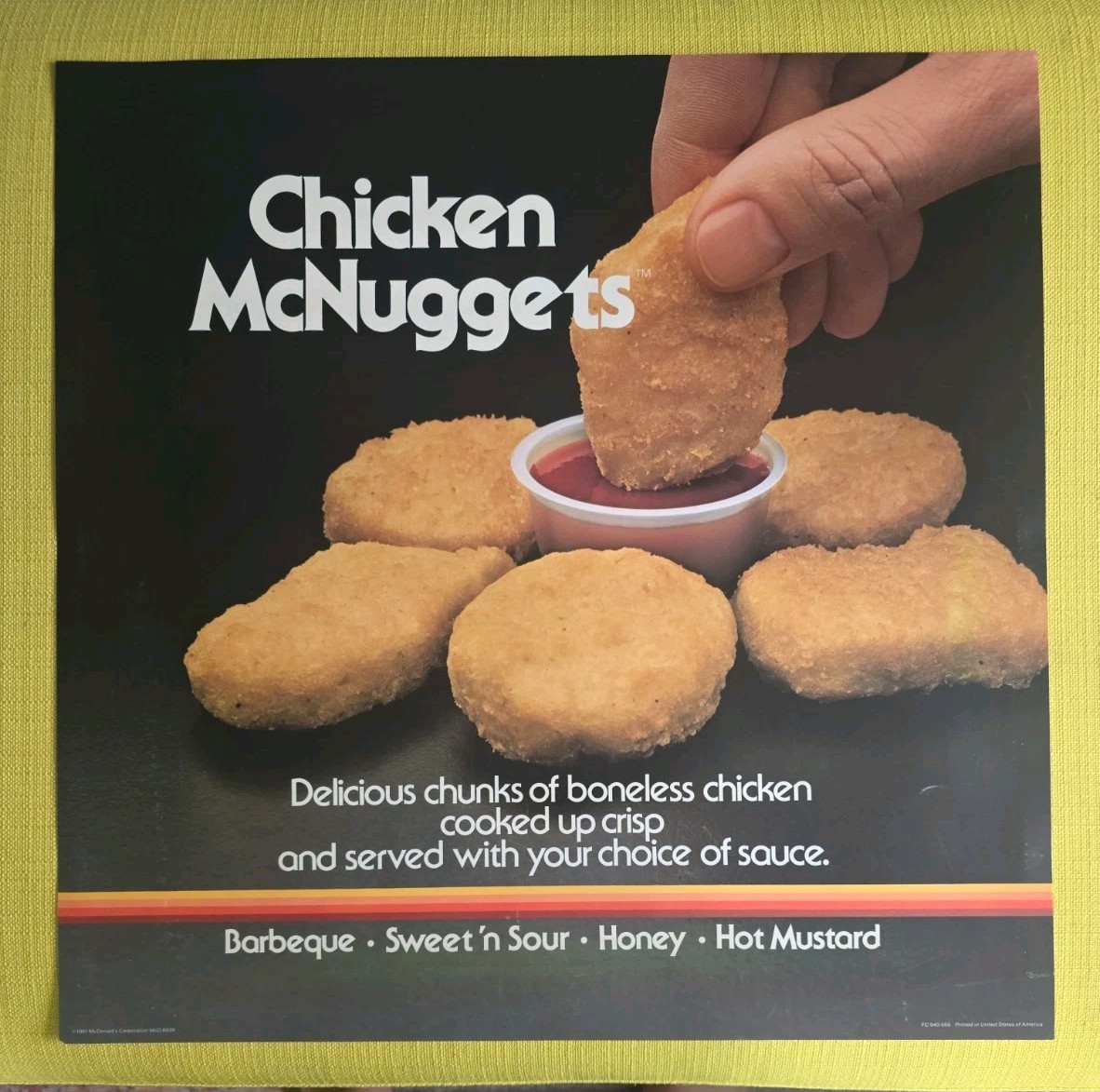 Vintage 1981 McDonald’s CHICKEN MCNUGGETS Translite Sign Store Display