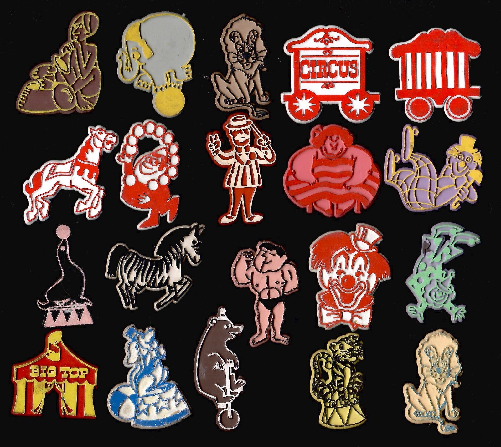 20x Circus Lot Vtg Rubber Flexible Fridge Magnet Novelty '70s 20x Circus Lot Vtg Rubber Flexible Fridge Magnet Novelty '70s