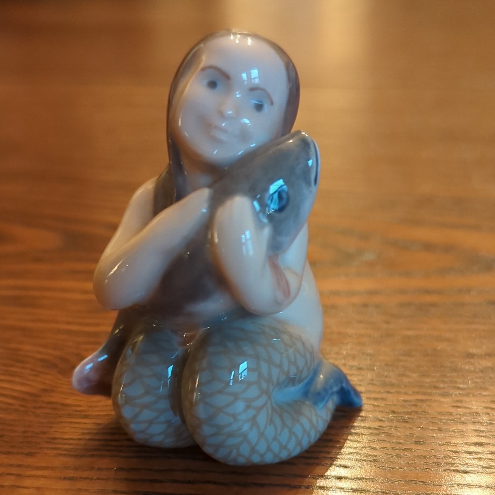 Royal Copenhagen Mermaid Holding Fish 2348 Height 2.75 in.