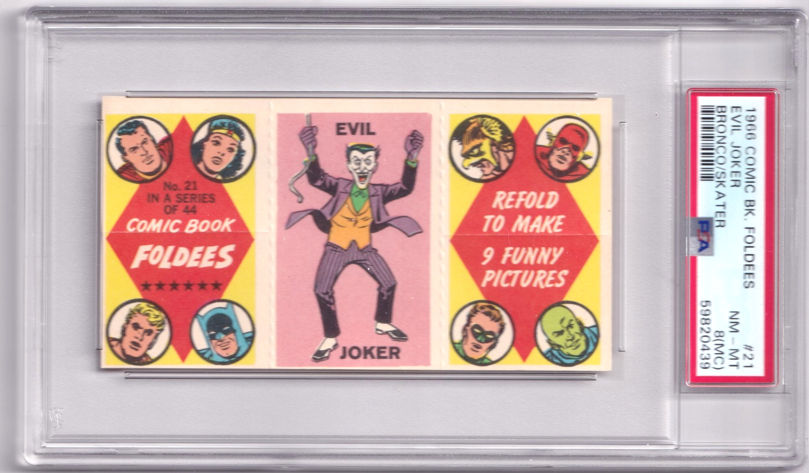 1966 Comic Book Foldees #21 EVIL JOKER / BRONCO / SKATER PSA 8(MC) 1966 Comic Book Foldees #21 EVIL JOKER / BRONCO / SKATER PSA 8(MC)