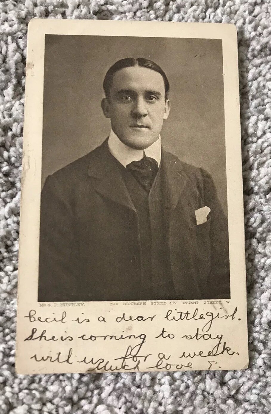 Vtg Actor Postcard Early 1900s G P HUNTLEY BRITISH ACTOR RPPC Real photo Biograp