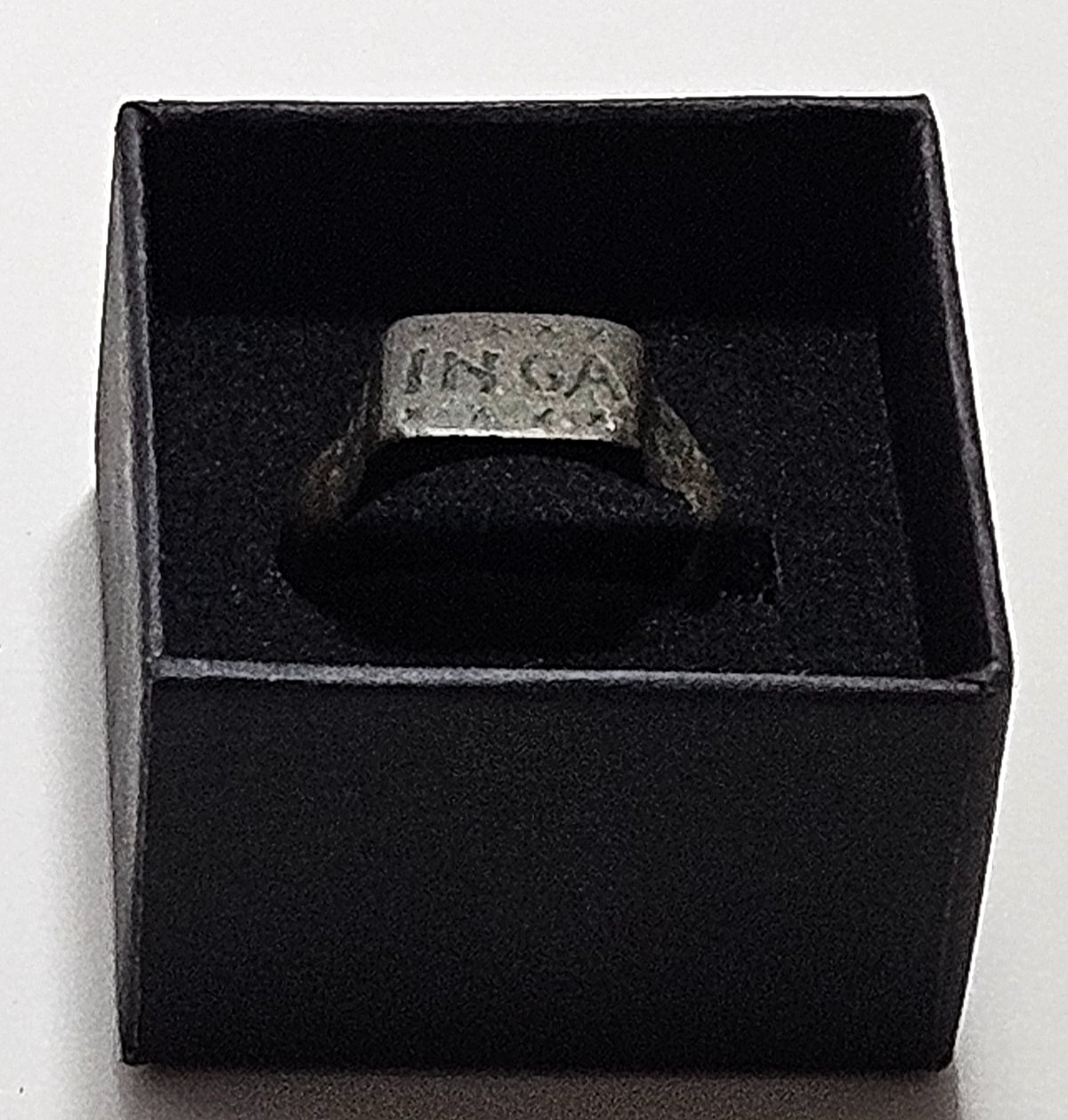 MEDIEVIL BRONZE RING WITH (INGA) AND SALTIRES 14th-16th CENTURY AD. (18.44MM) MEDIEVIL BRONZE RING WITH (INGA) AND SALTIRES 14th-16th CENTURY AD. (18.44MM)