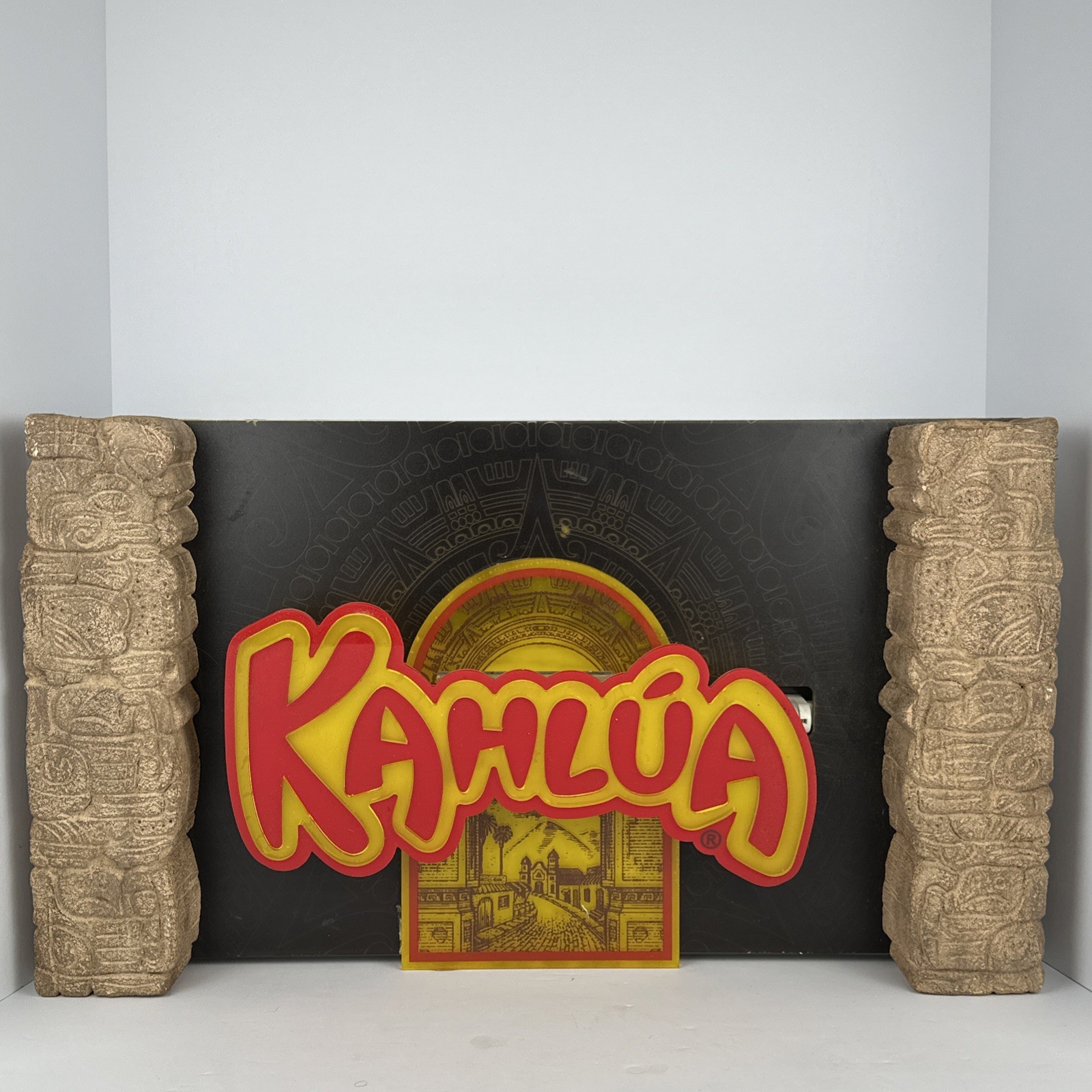 Kahlua 24x14 Lighted Bar Sign Red Yellow Brown Aztec Mayan Advertising Decor