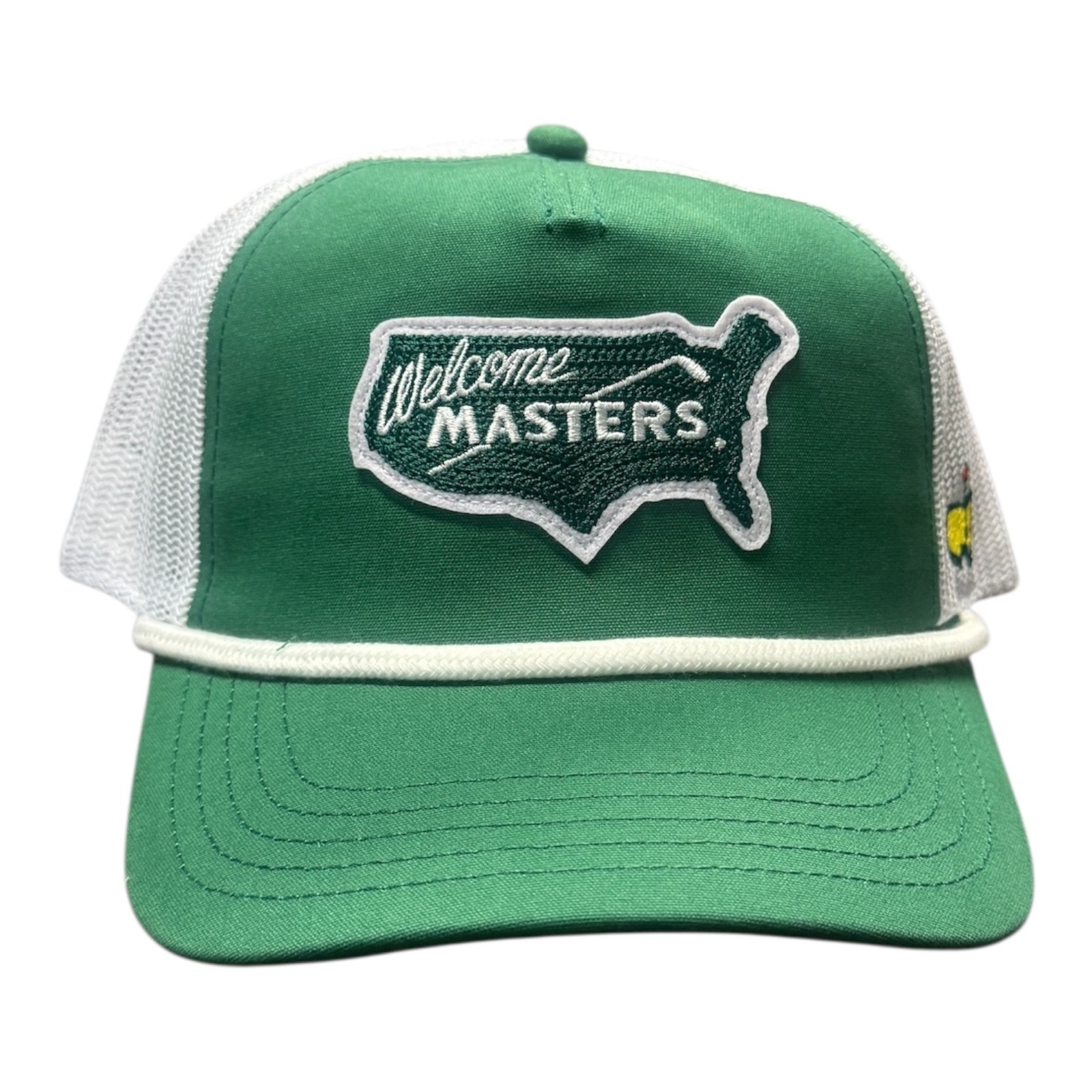 2026 Masters Tournament Logo White Rope Golf Hat Augusta National Trucker Snap 2026 Masters Tournament Logo White Rope Golf Hat Augusta National Trucker Snap
