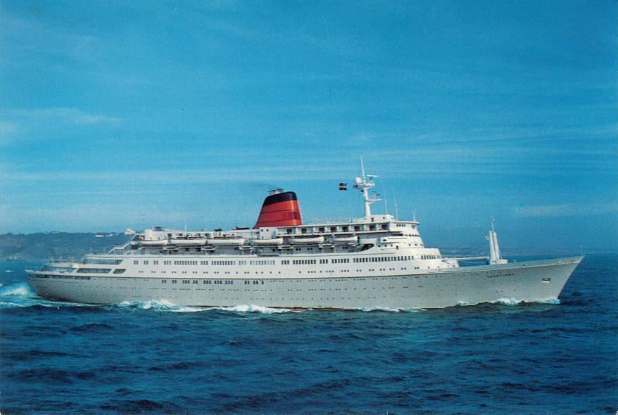 Cunard NAC Norwegian American Cruise Lines Sagafjord Ship Vintage 1980s Postcard
