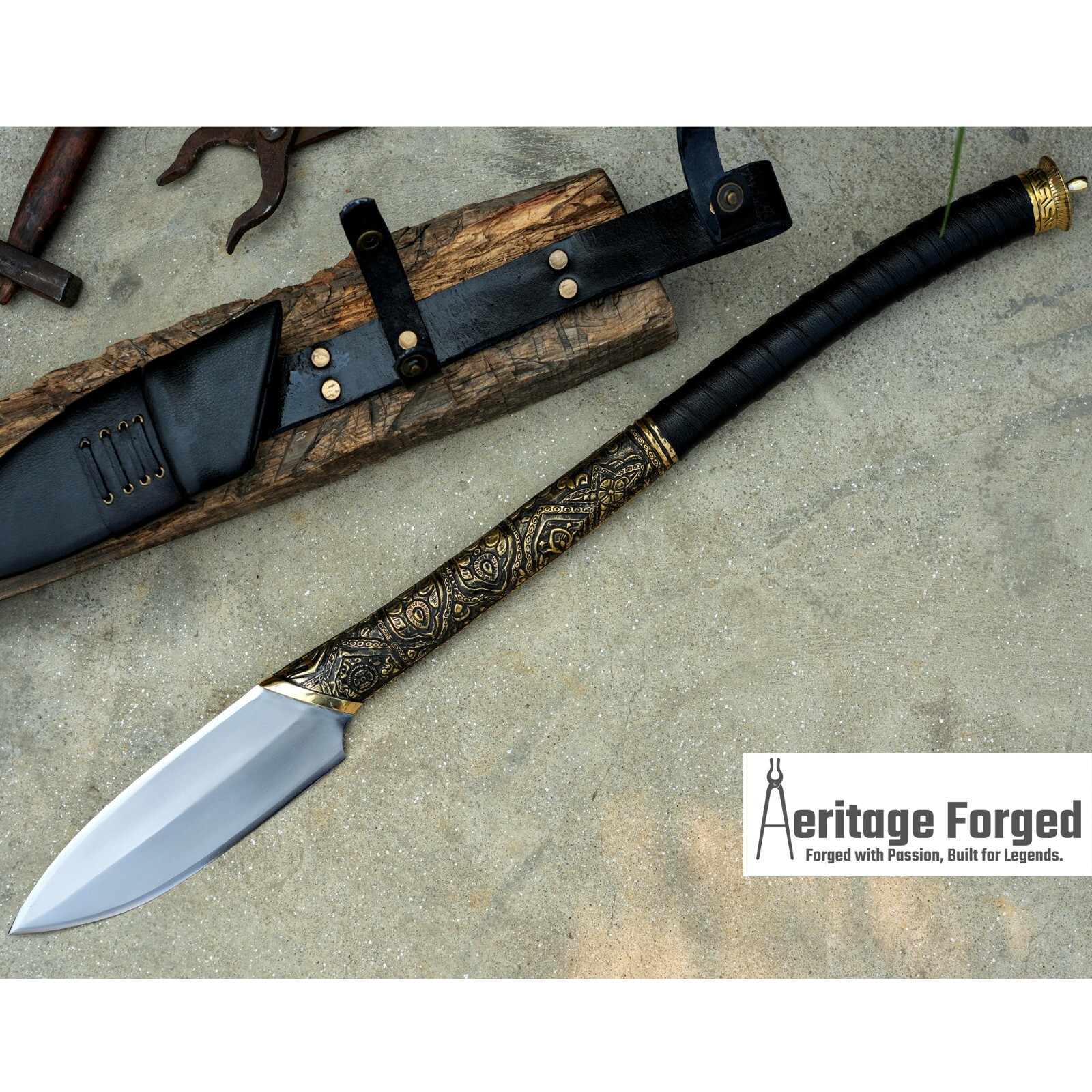 Hellboy Spear/ hand forged spear /8 inches Long Blade spear/ Movie Spear/Forged Hellboy Spear/ hand forged spear /8 inches Long Blade spear/ Movie Spear/Forged