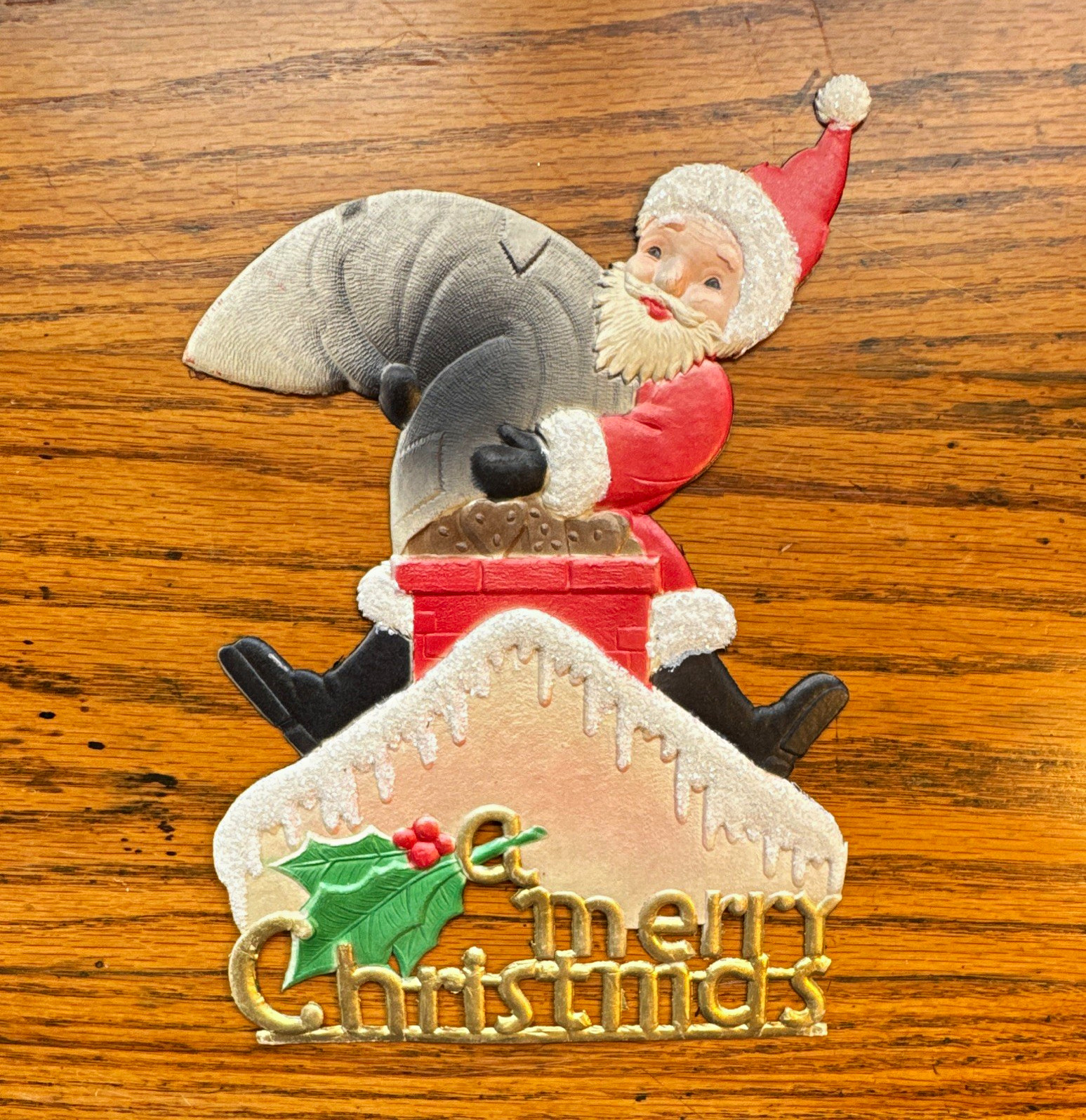 Vintage Herman Embossed Christmas Santa Die Cut Vintage Herman Embossed Christmas Santa Die Cut