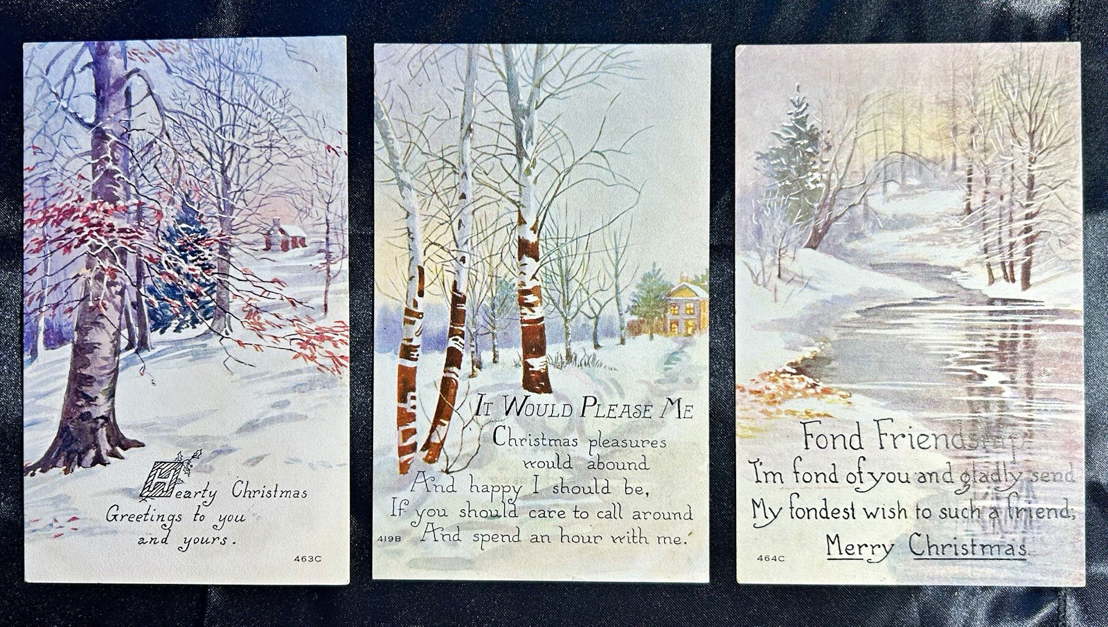 Vintage Christmas Postcards Lot of 3 - Winter Trees Scenes Greetings Vintage Christmas Postcards Lot of 3 - Winter Trees Scenes Greetings