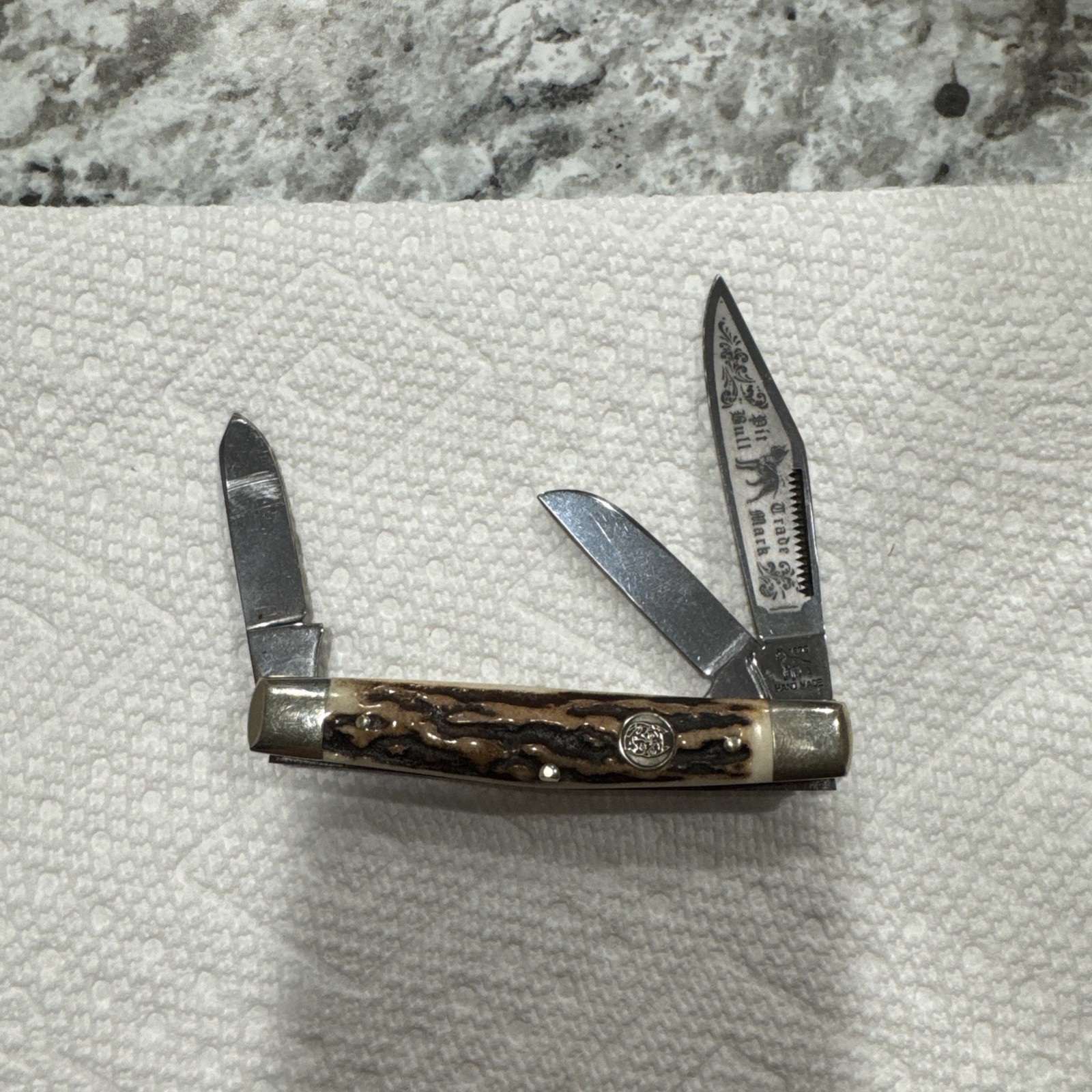 1996 BULLDOG BRAND 3 Blade STAG STOCKMAN KNIFE "GERMANY" NO BOX. Excellent 