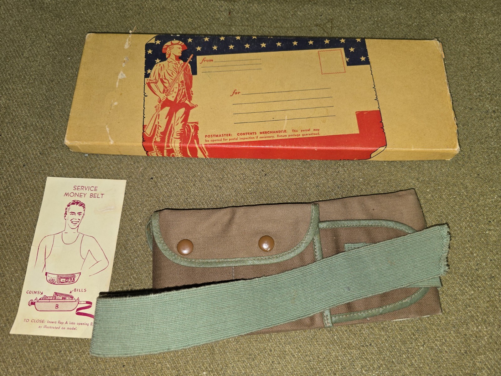 WWI Money Belt with Original Box NAMED SEE DESC WWI Money Belt with Original Box NAMED SEE DESC