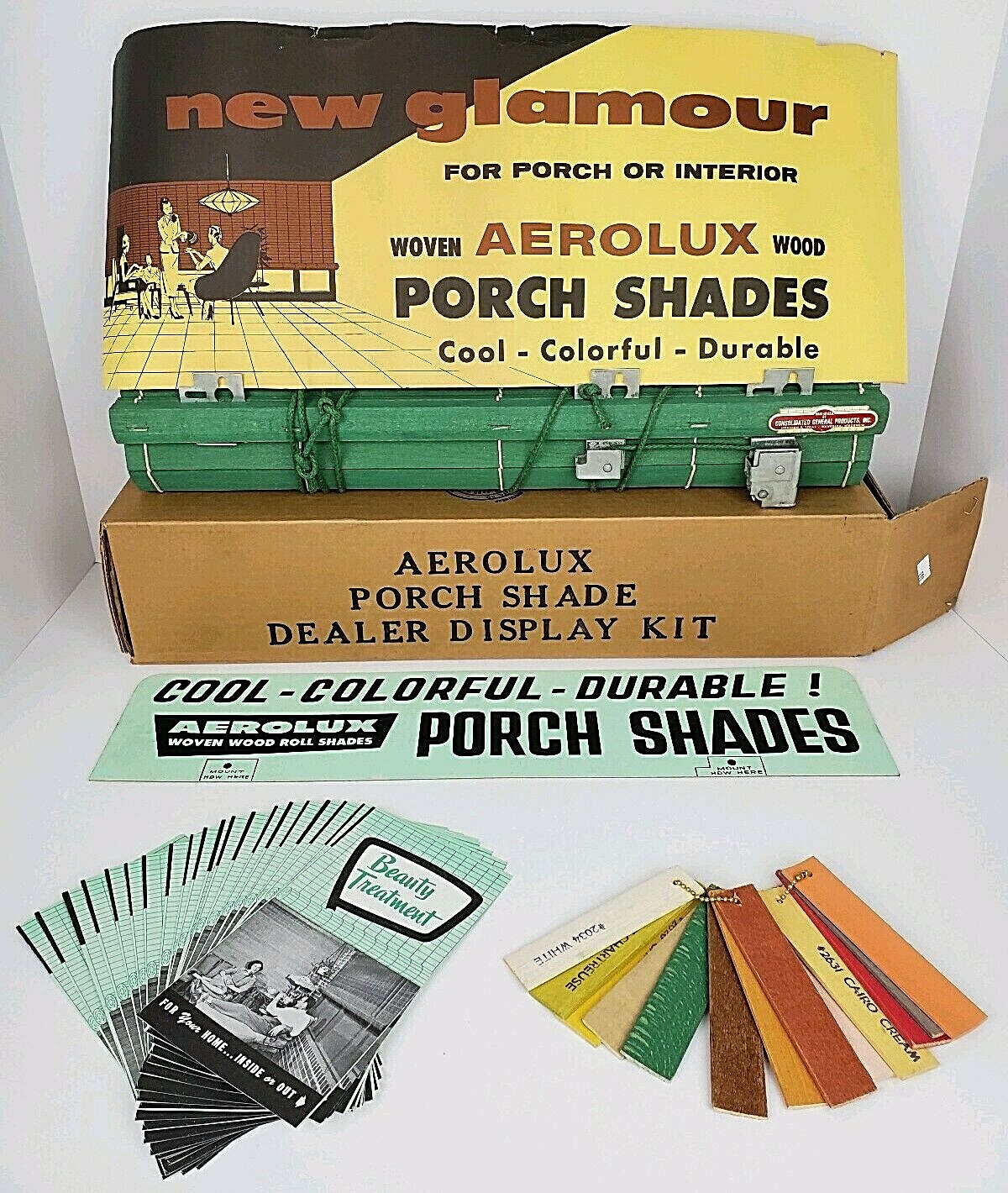 Vintage Aerolux Porch Shade Blinds Dealer Display Kit Salesman Sample In Box Vintage Aerolux Porch Shade Blinds Dealer Display Kit Salesman Sample In Box