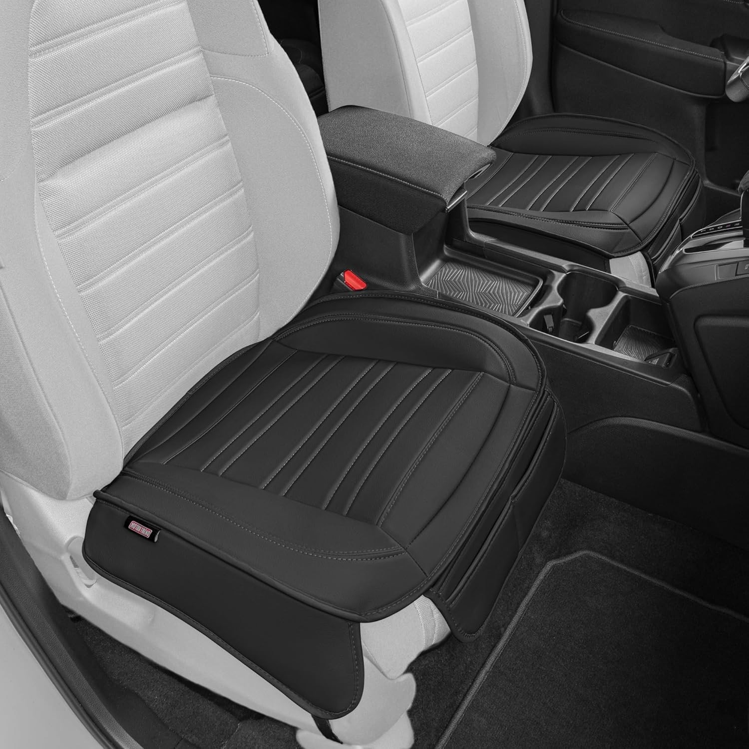Motor Trend Seat Covers for Cars Trucks SUV, Faux Leather 2 Black Front Seats Motor Trend Seat Covers for Cars Trucks SUV, Faux Leather 2 Black Front Seats