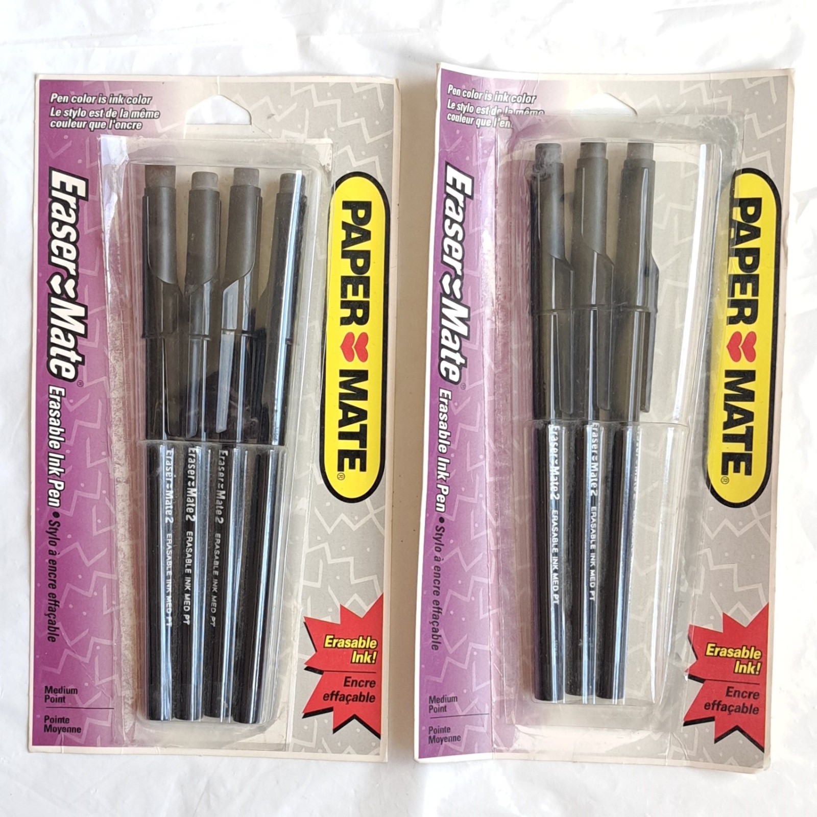 *Lot of 7* New in Open Package Vintage Eraser Mate Paper Mate Erasable Black Ink *Lot of 7* New in Open Package Vintage Eraser Mate Paper Mate Erasable Black Ink
