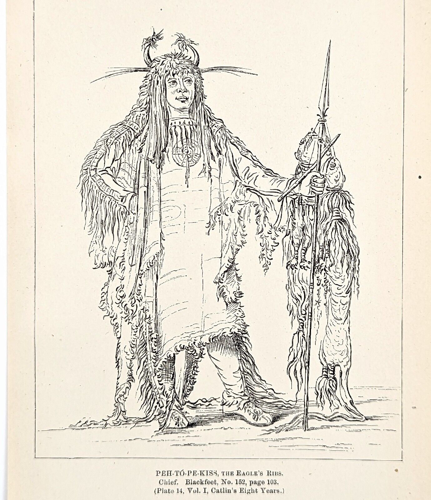 1885 Blackfeet Indian Chief The Eagles Ribs G. Catlin Native American