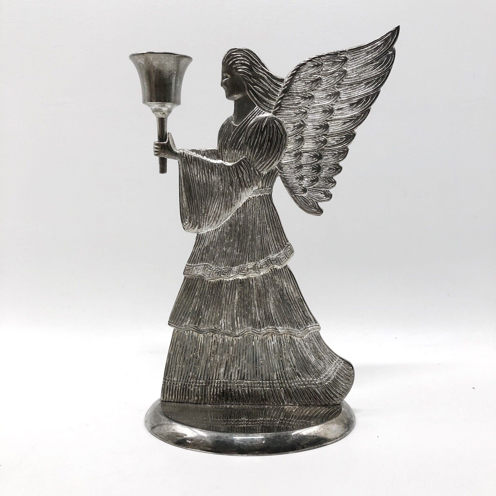 1994 International Silver Co Silver Plated Angel Candle Holder 9\