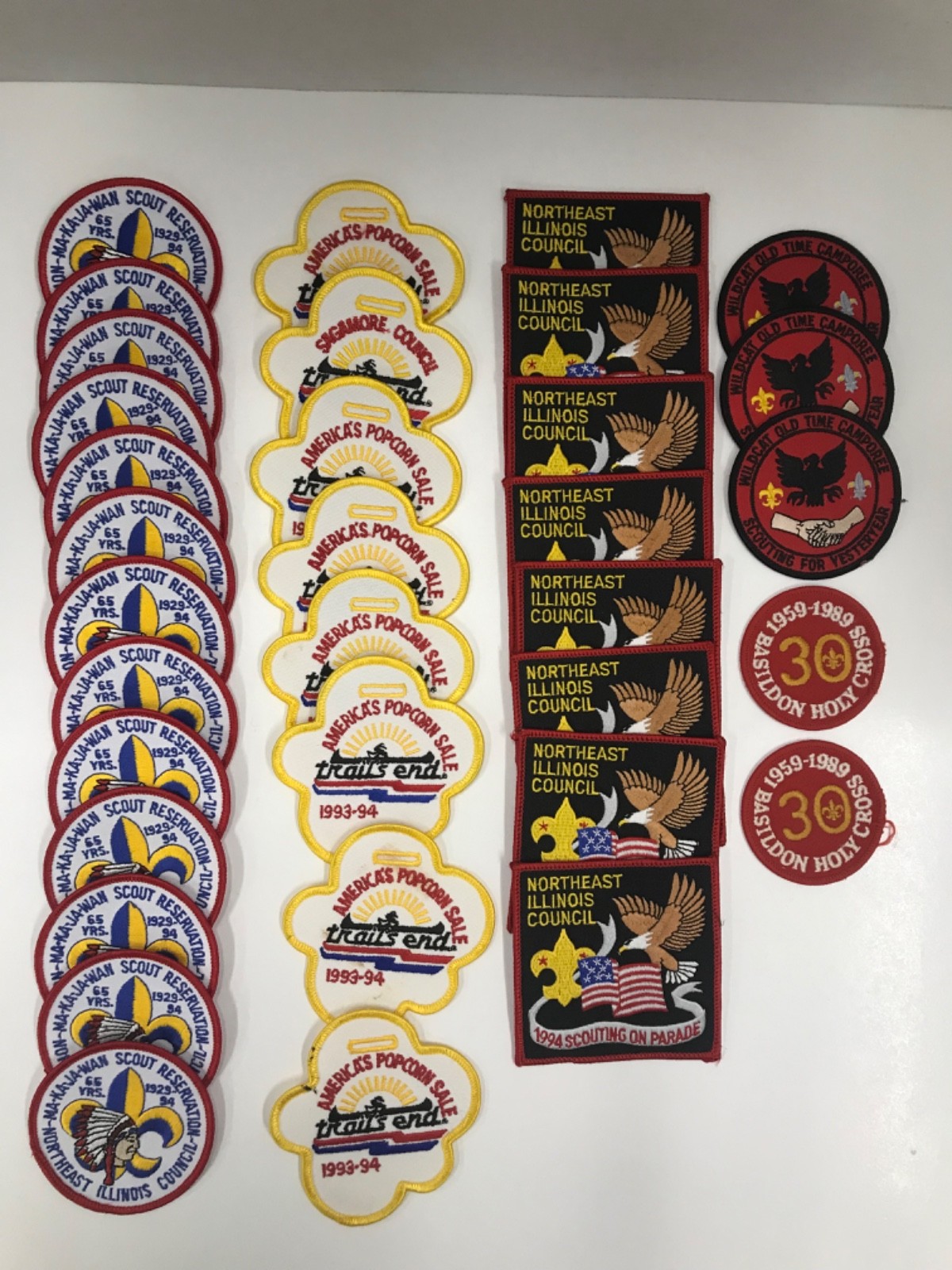 Lot bundle of 34 new various BOY SCOUTS patches Northeast Illinois 1990’s Lot bundle of 34 new various BOY SCOUTS patches Northeast Illinois 1990’s