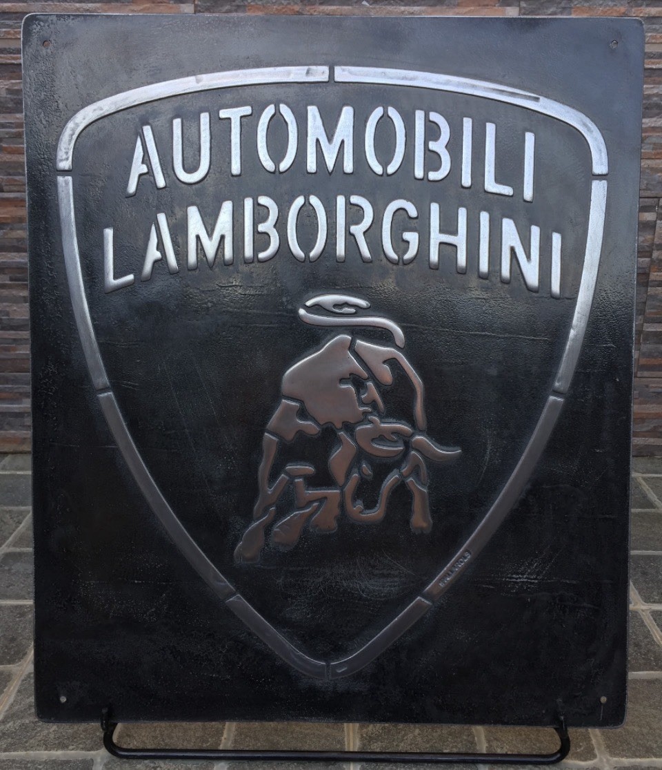 Lamborghini Vintage Steel Garage Sign 20x24 Handmade Aluminum Relief