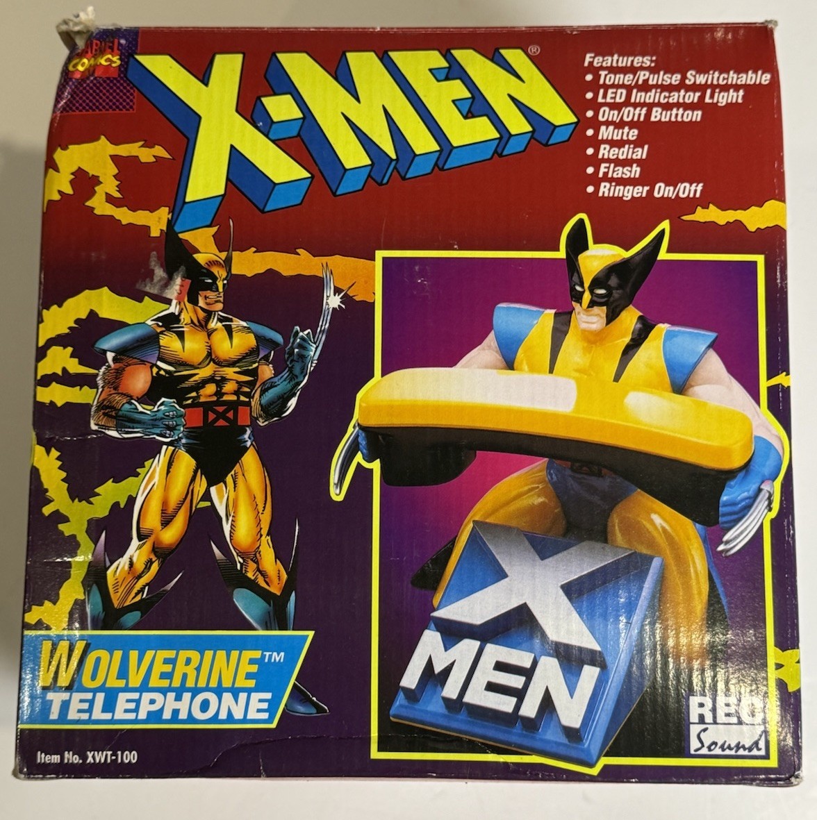 Marvel X-Men Wolverine Telephone Vintage 1994 Rec Sound XWT-100 Marvel X-Men Wolverine Telephone Vintage 1994 Rec Sound XWT-100