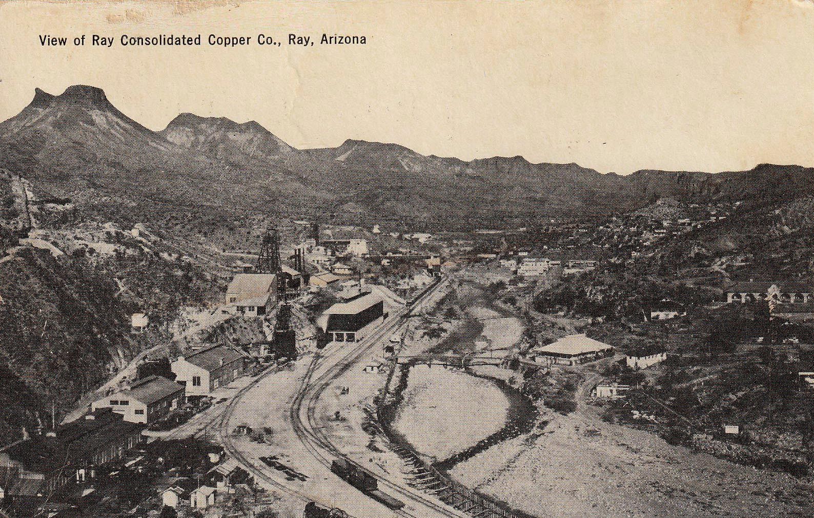 c1910s Arizona. Ray Consolidated Copper Co’s Working Mining Settlement. Postcard