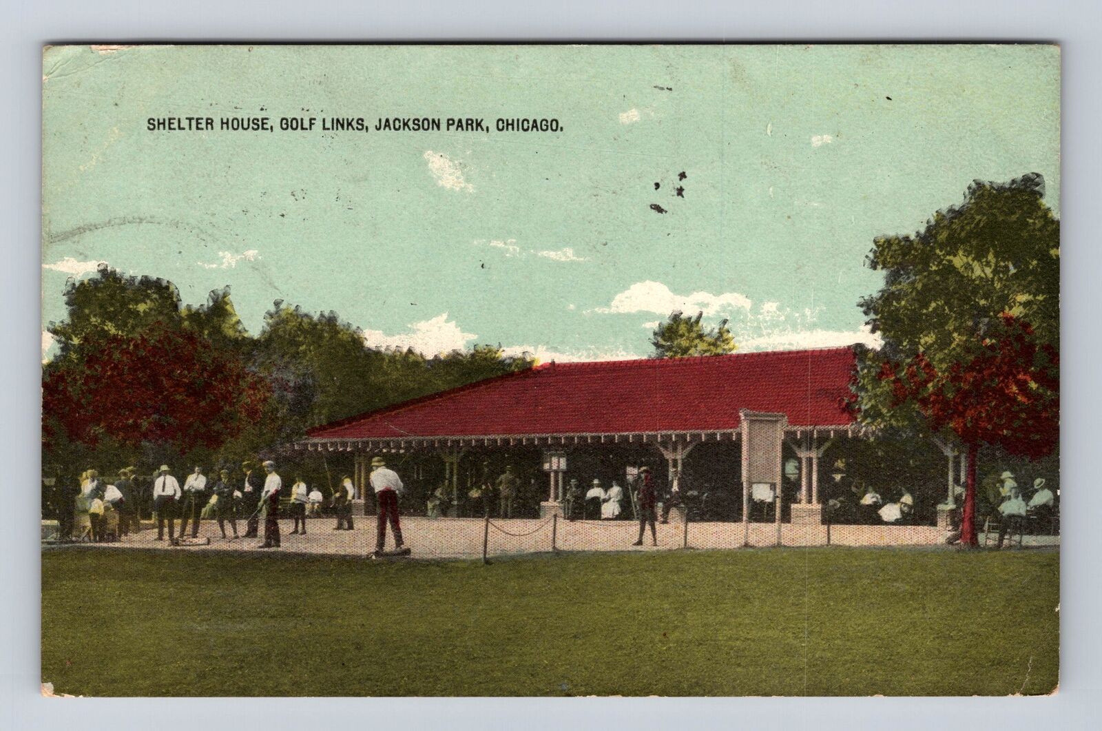 Chicago IL-Illinois, Shelter House, Golf Links, Antique, Vintage c1914 Postcard