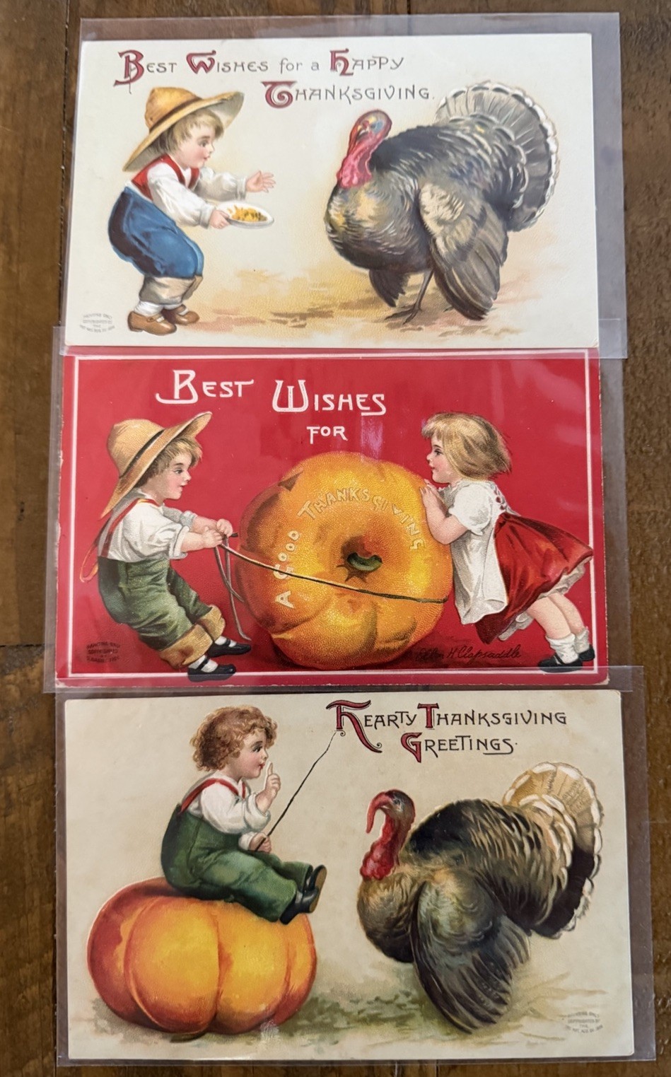 Lot of 3 Clapsaddle~1910~Thanksgiving Postcards~Children~Turkeys~Pumpkins~s651 Lot of 3 Clapsaddle~1910~Thanksgiving Postcards~Children~Turkeys~Pumpkins~s651