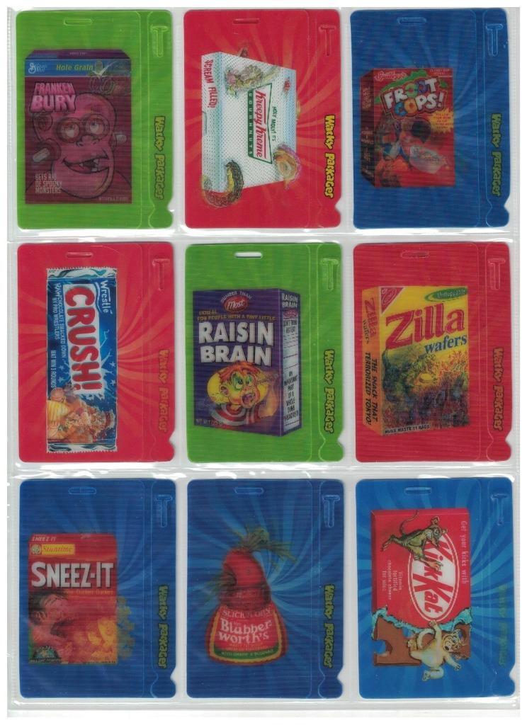 2012 WACKY PACKAGES ALL NEW SERIES 9 LENTICULAR MOTION BAG TAGS SET ALL 9 CARDS