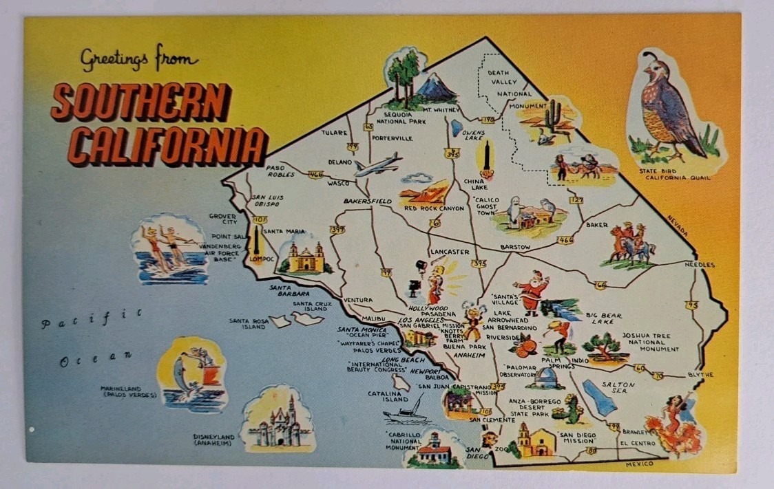 POSTCARD-GREETINGS FROM SOUTHERN CALIFORNIA POSTCARD-GREETINGS FROM SOUTHERN CALIFORNIA
