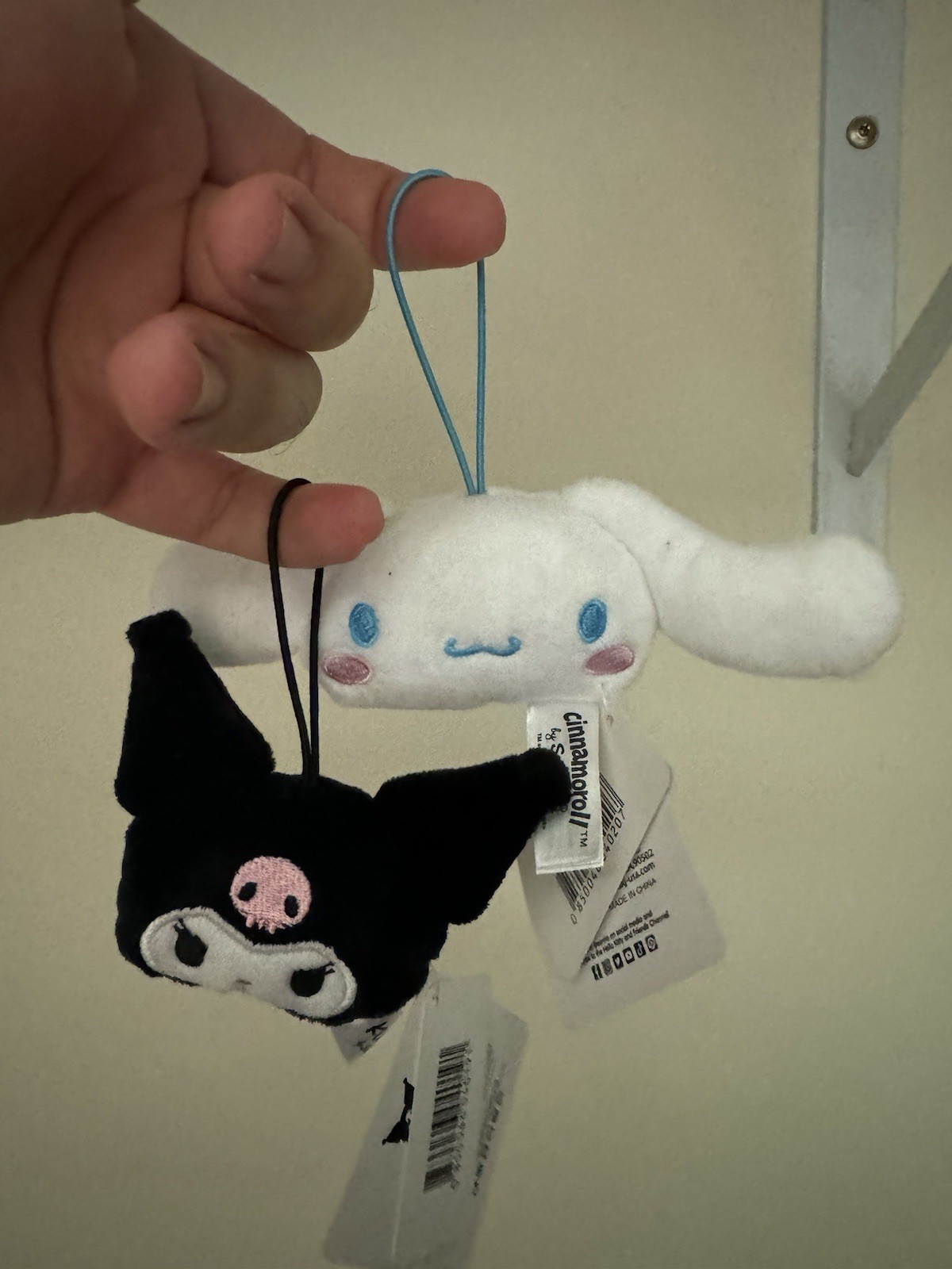 (Set Of 2) Authentic Sanrio X Round1 Kuromi & Cinnamoroll 2" Mini Plush Keychain