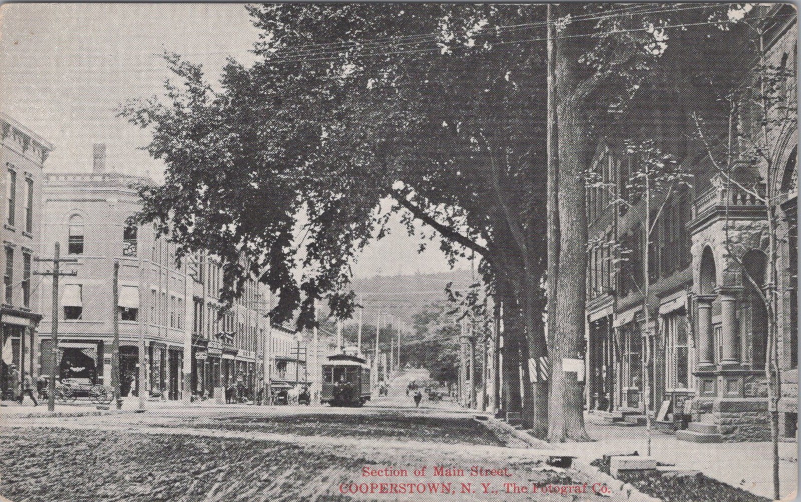 Main Street Cooperstown New York NY Trolley Streetcar Rotograf 1900s Postcard