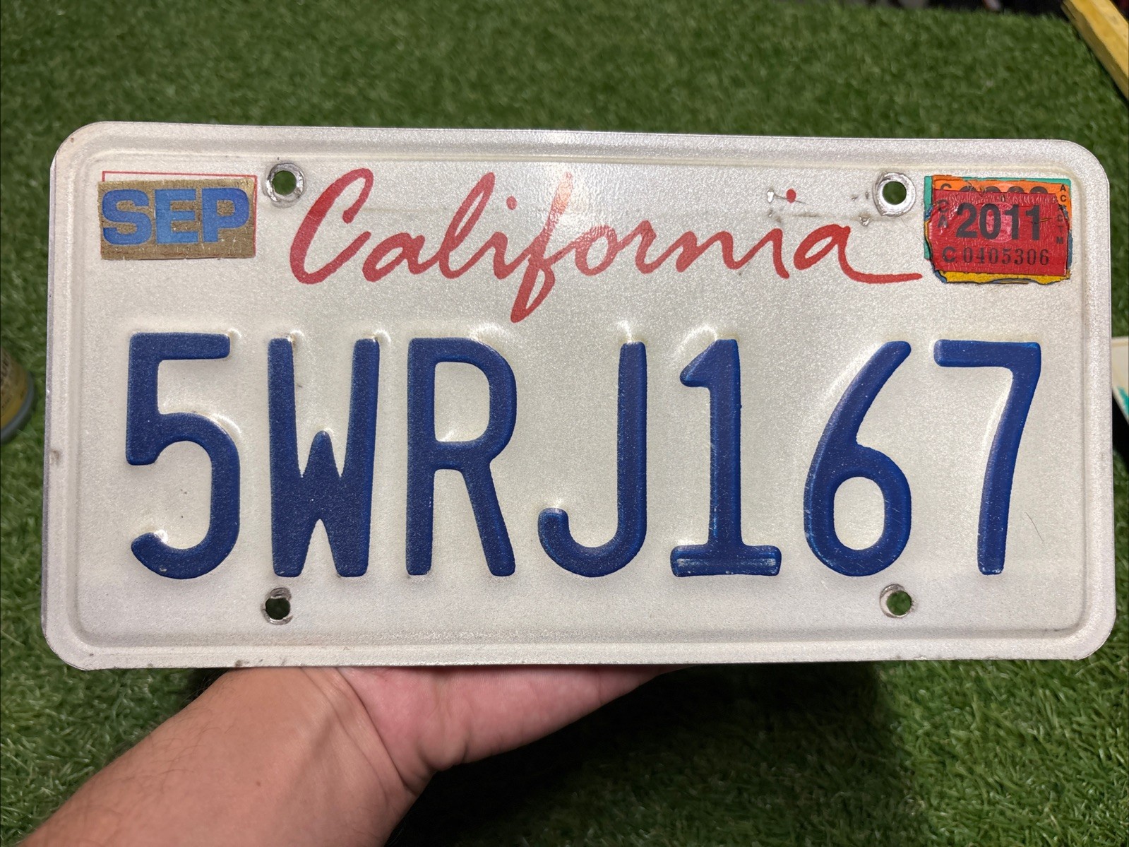California License Plate 5WRJ167  "Lipstick" Base 2011