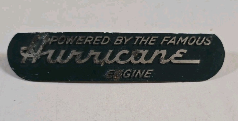 Vintage Powered By The Famous Hurricane Engine Emblem Badge Willys Jeep Mercury