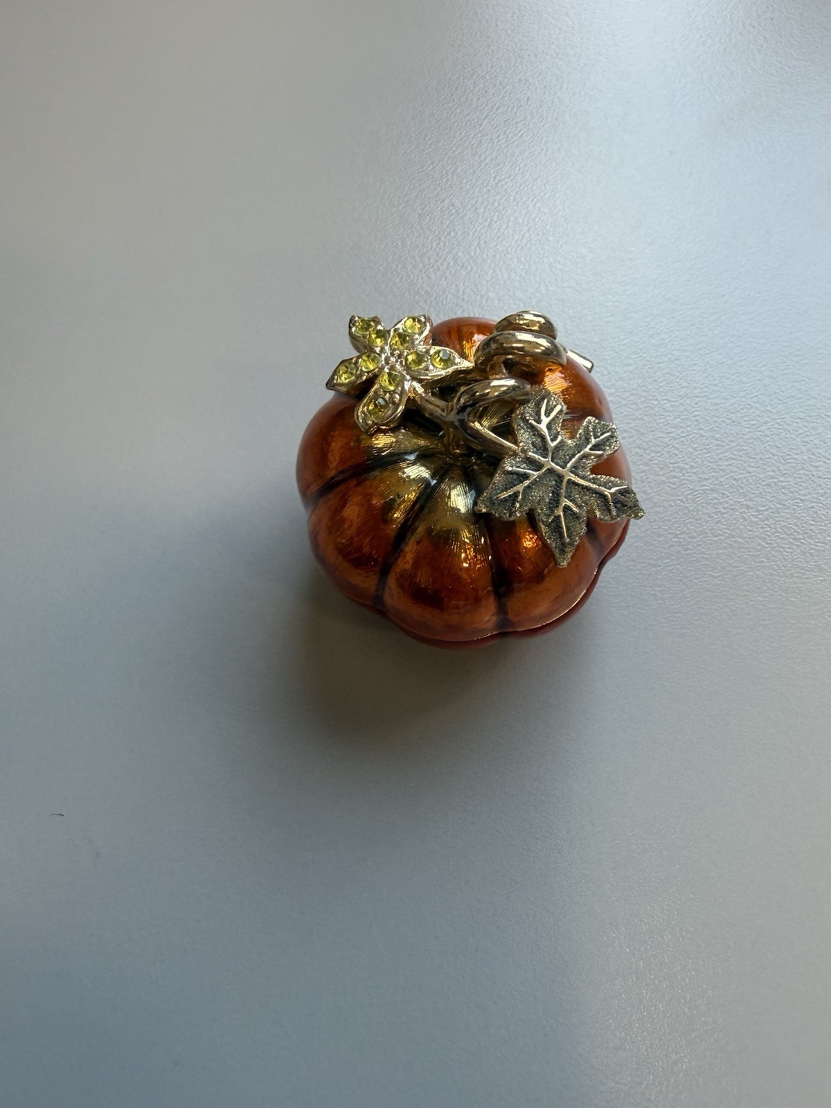 Vintage Monet Enameled Pumpkin Trinket Box Vintage Monet Enameled Pumpkin Trinket Box