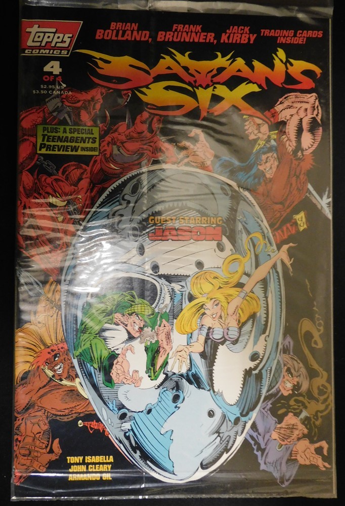 SATAN'S SIX 4 TOPPS COMIC SEALED W/CARDS JASON FRIDAY 13TH BRUNNER 1993 VF/NM SATAN'S SIX 4 TOPPS COMIC SEALED W/CARDS JASON FRIDAY 13TH BRUNNER 1993 VF/NM