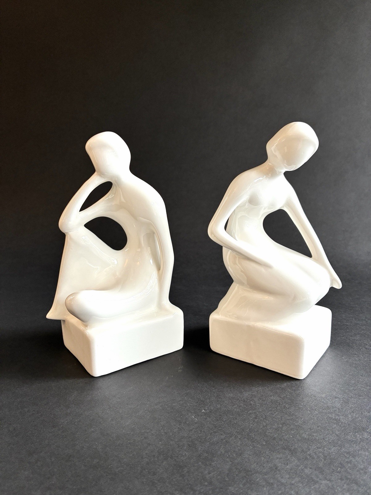 Set of 2 Vintage Royal Delft Ceramic Figural Figure Bookends 1970s NETHERLANDS Set of 2 Vintage Royal Delft Ceramic Figural Figure Bookends 1970s NETHERLANDS