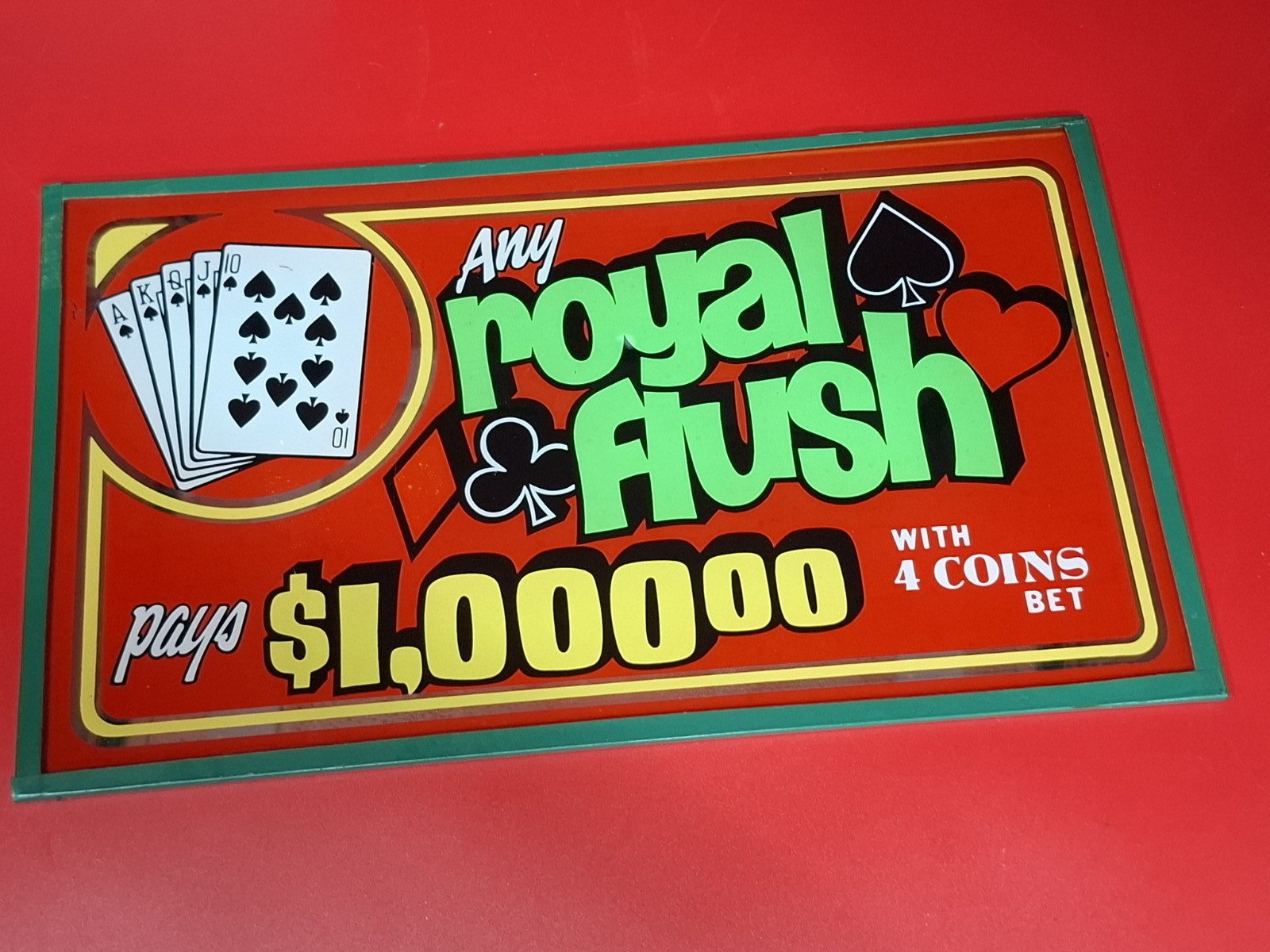 Vintage ROYAL FLUSH Slot Machine Glass Panel Wall Art Light Box Man Cave CEI Vintage ROYAL FLUSH Slot Machine Glass Panel Wall Art Light Box Man Cave CEI