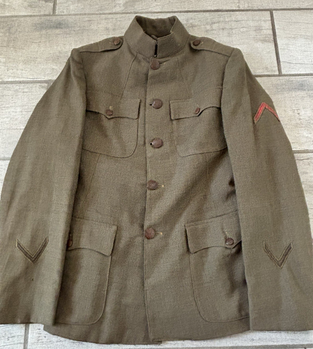 WWI U.S. Army Four Pocket Private Purchase Jacket with Overseas and Discharge WWI U.S. Army Four Pocket Private Purchase Jacket with Overseas and Discharge