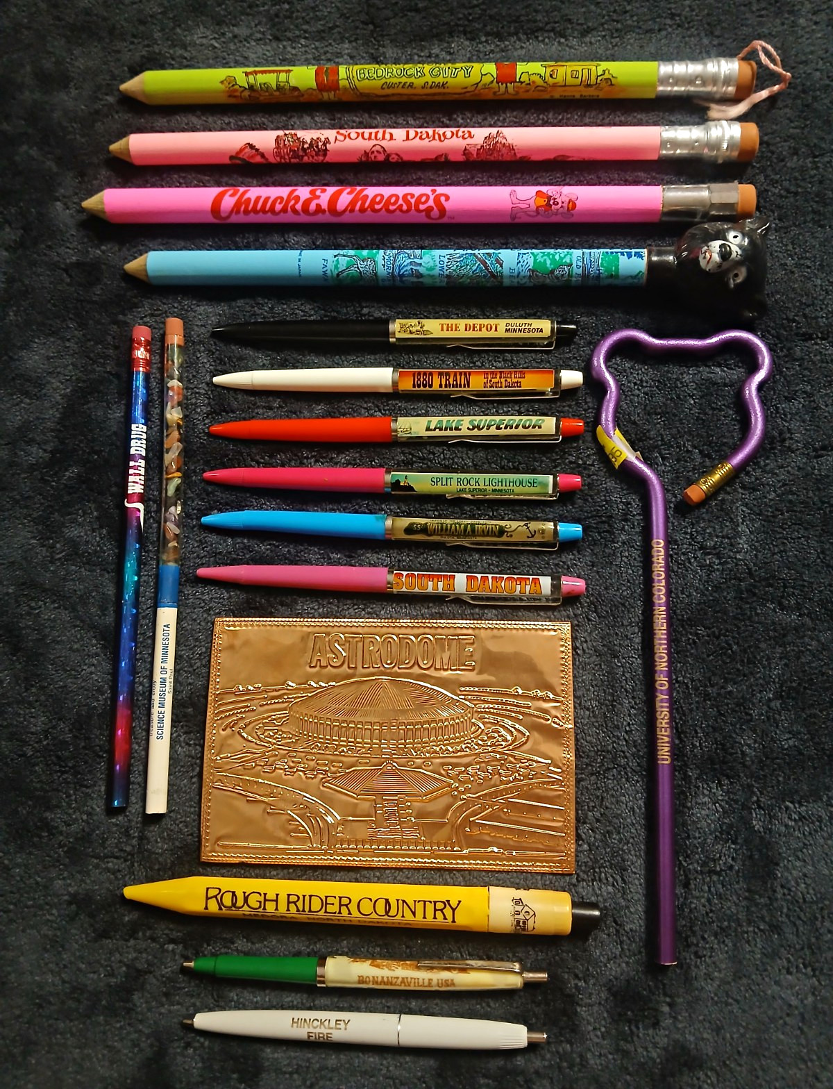 Vtg 80s Eskesen Pen&pencil Lot - Denmark Floaty Pens& Astrodome Postcard Midwest
