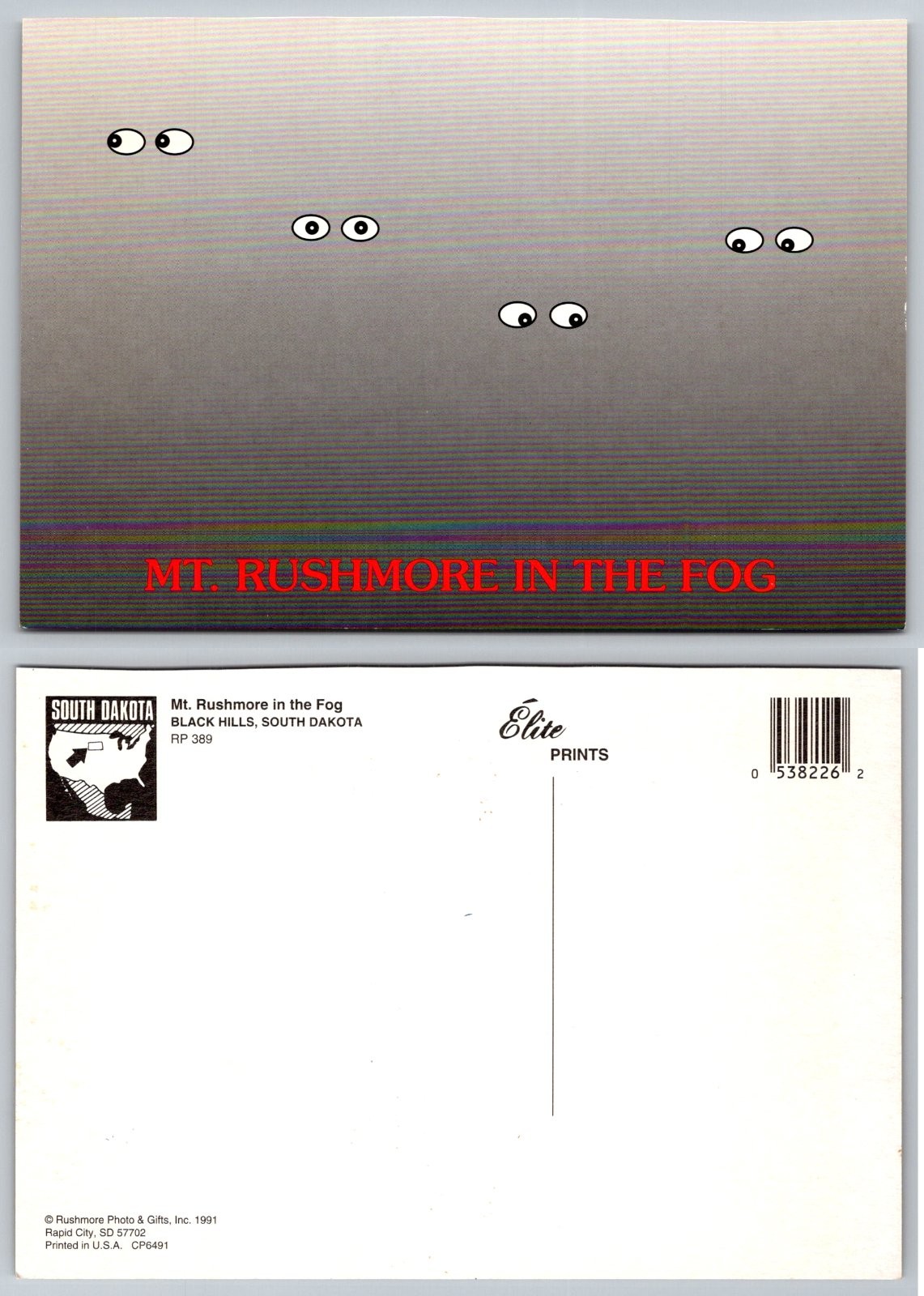Continental Mt. Rushmore in the Fog South Dakota Postcard Continental Mt. Rushmore in the Fog South Dakota Postcard
