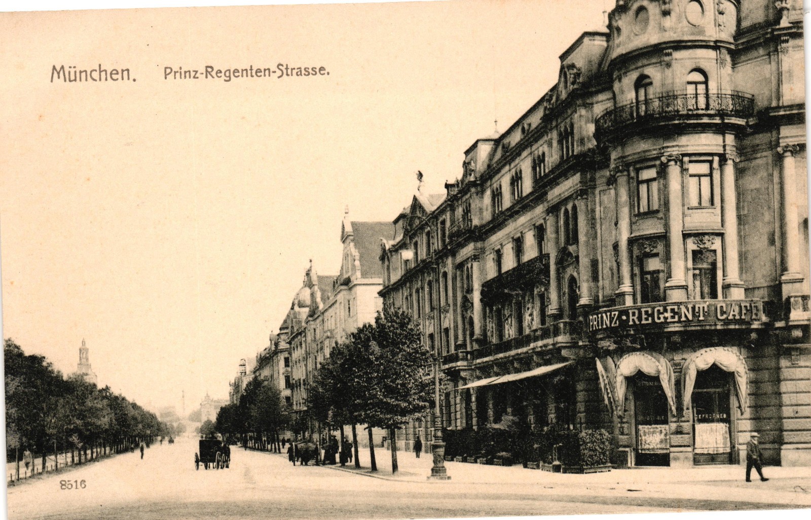 Vintage Munich Germany Prinz-Regenten-Strasse Street Scene Postcard Vintage Munich Germany Prinz-Regenten-Strasse Street Scene Postcard