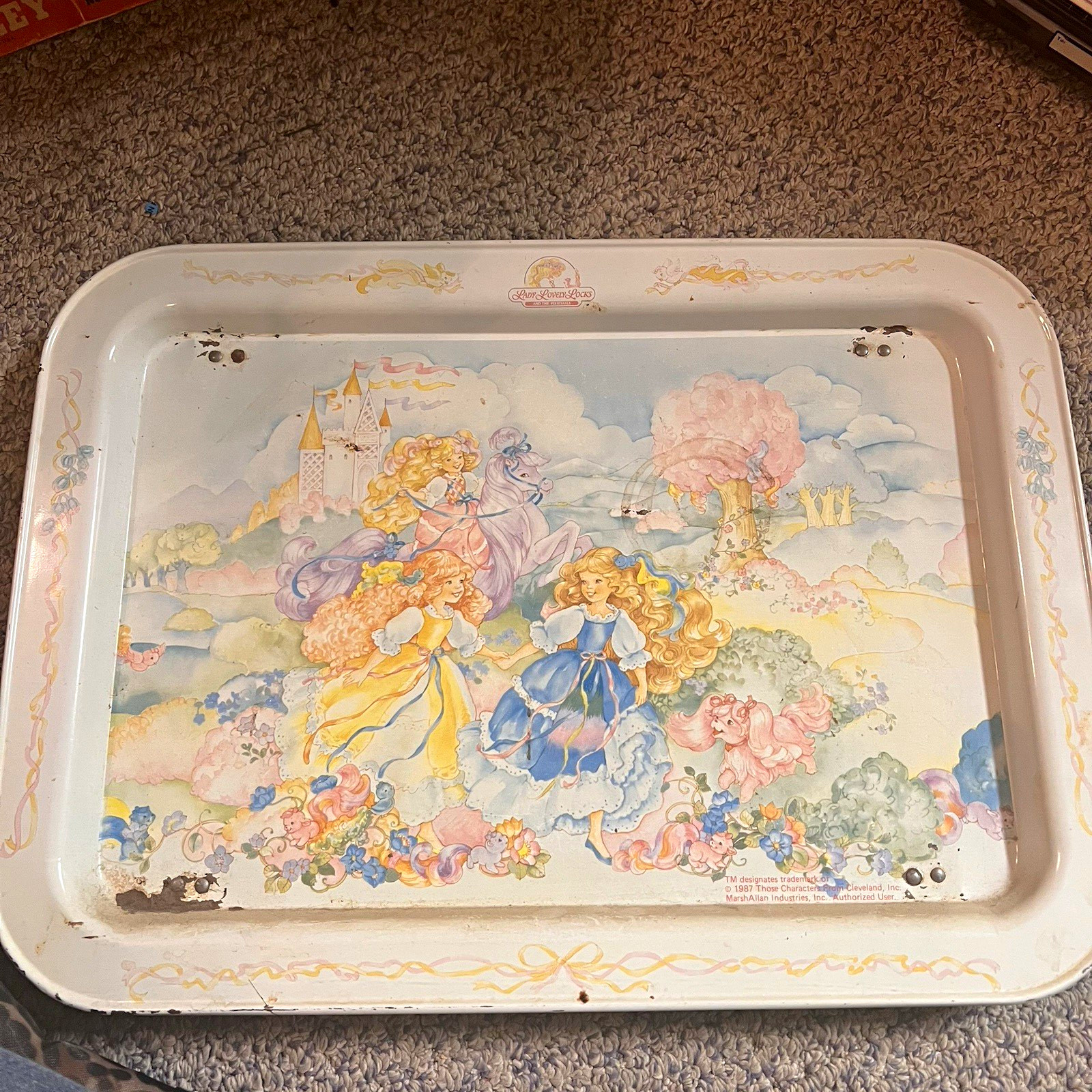 Vintage 1986 Lady LovelyLocks Metal TV Tray - Retro 80s Toy Collectible folding Vintage 1986 Lady LovelyLocks Metal TV Tray - Retro 80s Toy Collectible folding