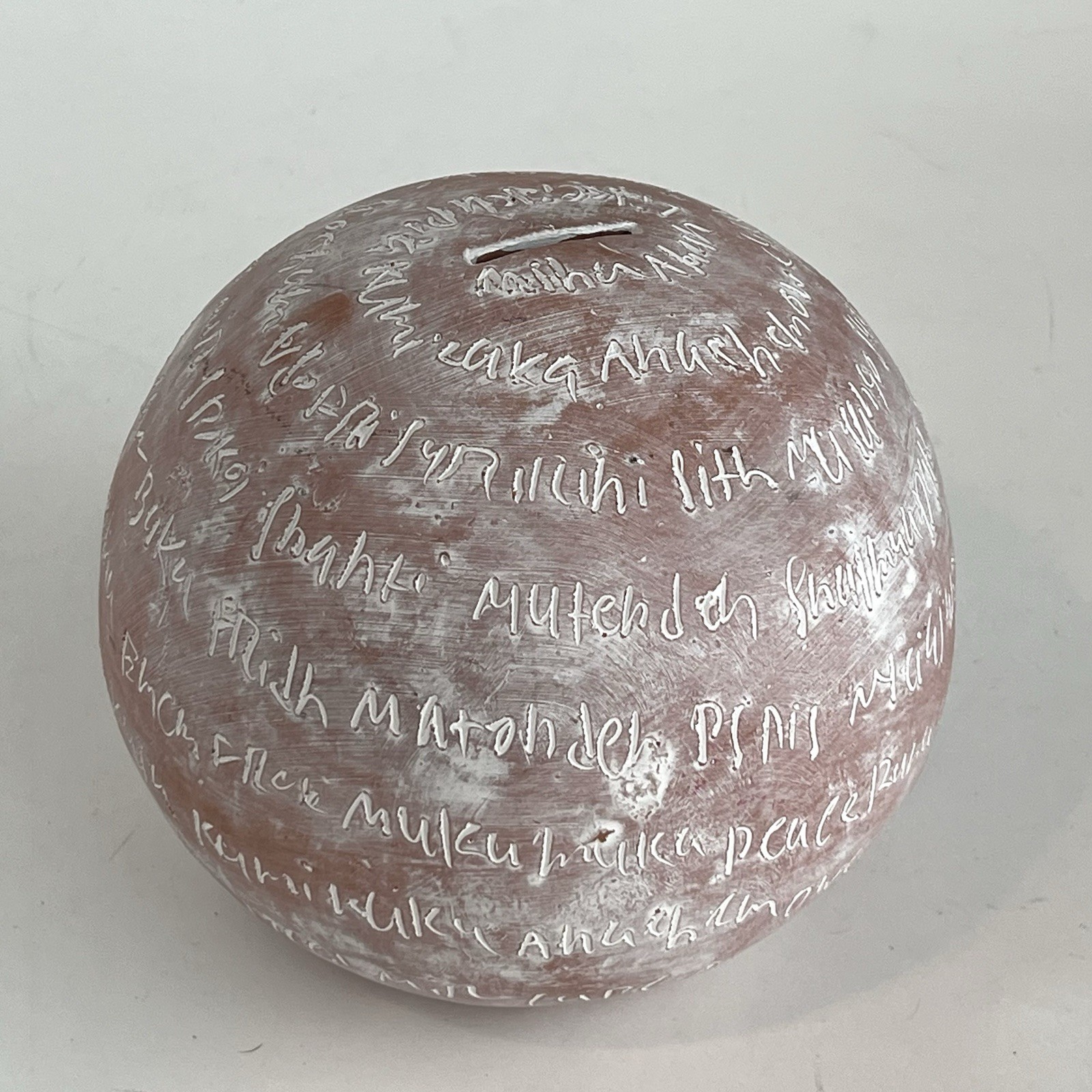 Peace In Different Languages Coin Piggy Bank Whitewash Terra Cotta Bangladesh Peace In Different Languages Coin Piggy Bank Whitewash Terra Cotta Bangladesh