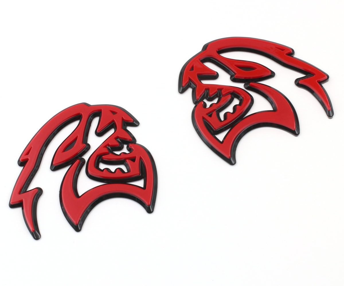 2PCS Hellcat Fender Side Emblem Badge Decal Compatible with Hellcat Red Black (R 2PCS Hellcat Fender Side Emblem Badge Decal Compatible with Hellcat Red Black (R