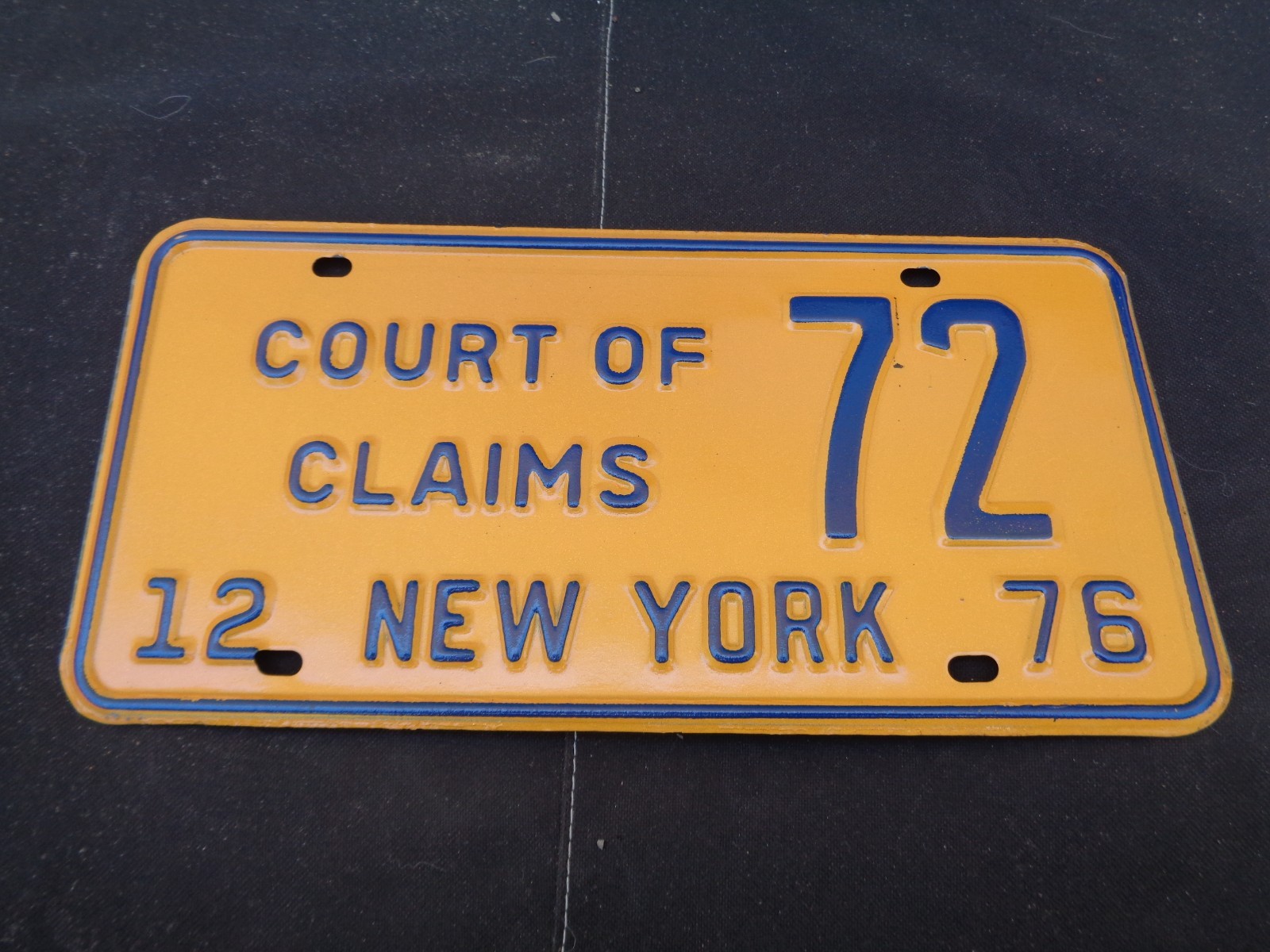 Vintage 1976 COURT OF CLAIMS NEW YORK License Plate #72 Metal Embossed Original Vintage 1976 COURT OF CLAIMS NEW YORK License Plate #72 Metal Embossed Original