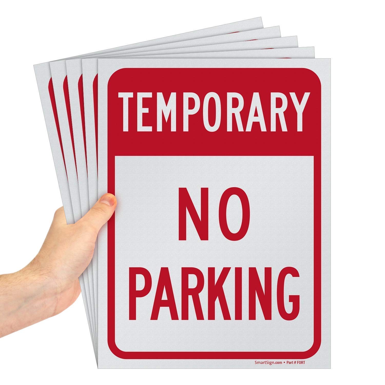 Smartsign “Temporary No Parking” Sign | 9" x 12" Polystyrene (Pack of 5) Smartsign “Temporary No Parking” Sign | 9" x 12" Polystyrene (Pack of 5)