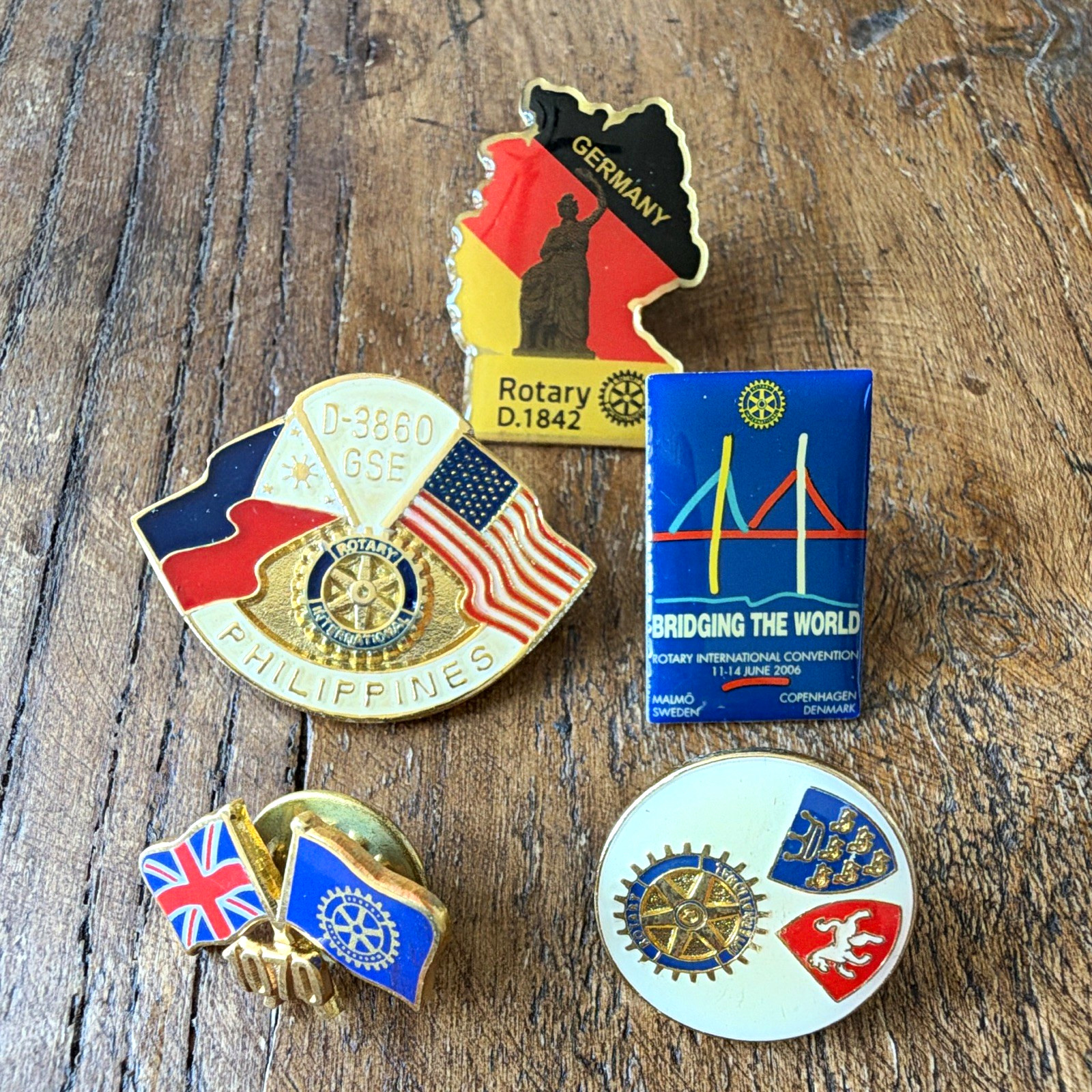 Lot of 5 Vintage Rotary International Lapel Pins - Convention & Exchange Lot of 5 Vintage Rotary International Lapel Pins - Convention & Exchange