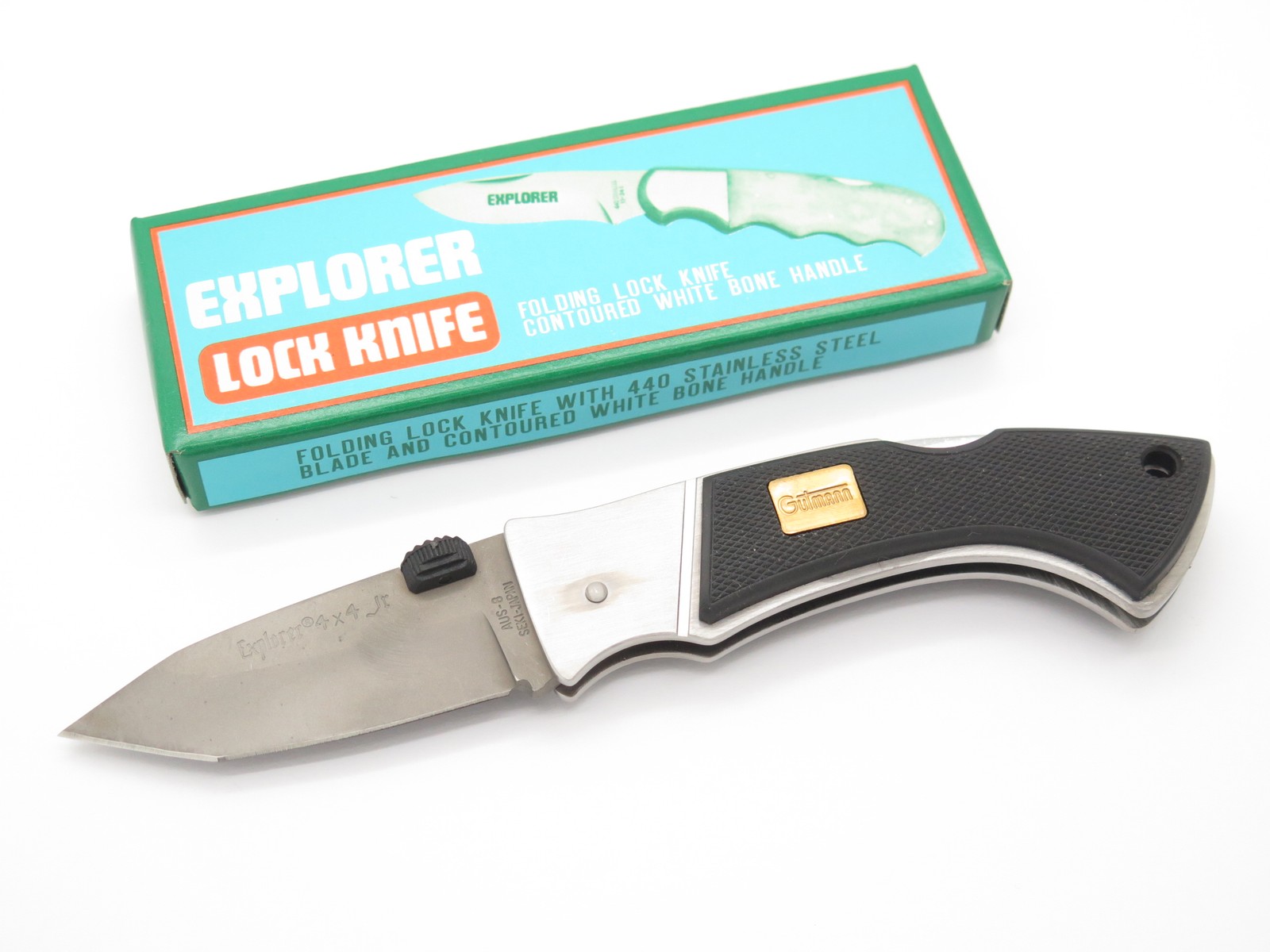 Vtg Explorer 4x4 Jr Tanto AUS-8 G Sakai Seki Japan Folding Lockback Pocket Knife Vtg Explorer 4x4 Jr Tanto AUS-8 G Sakai Seki Japan Folding Lockback Pocket Knife